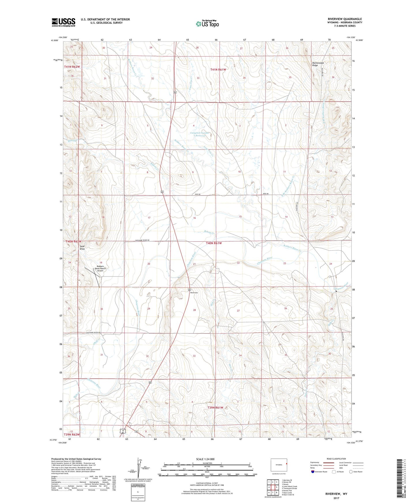 Riverview Wyoming US Topo Map Image