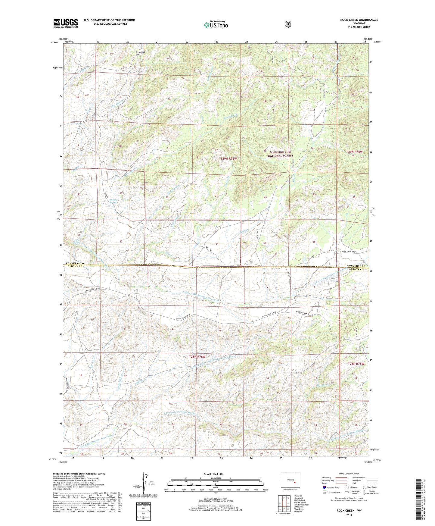Rock Creek Wyoming US Topo Map Image