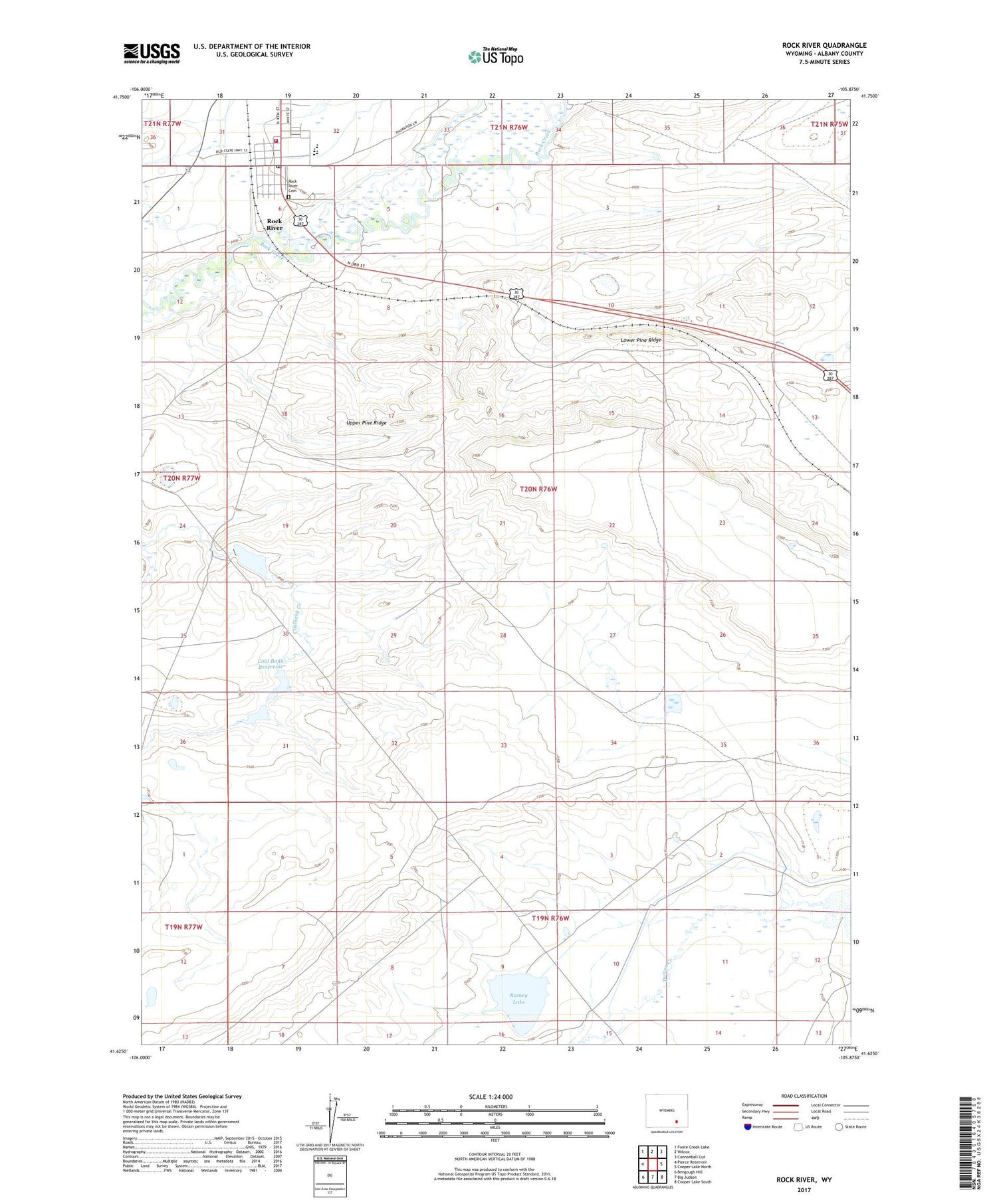Rock River Wyoming US Topo Map Image