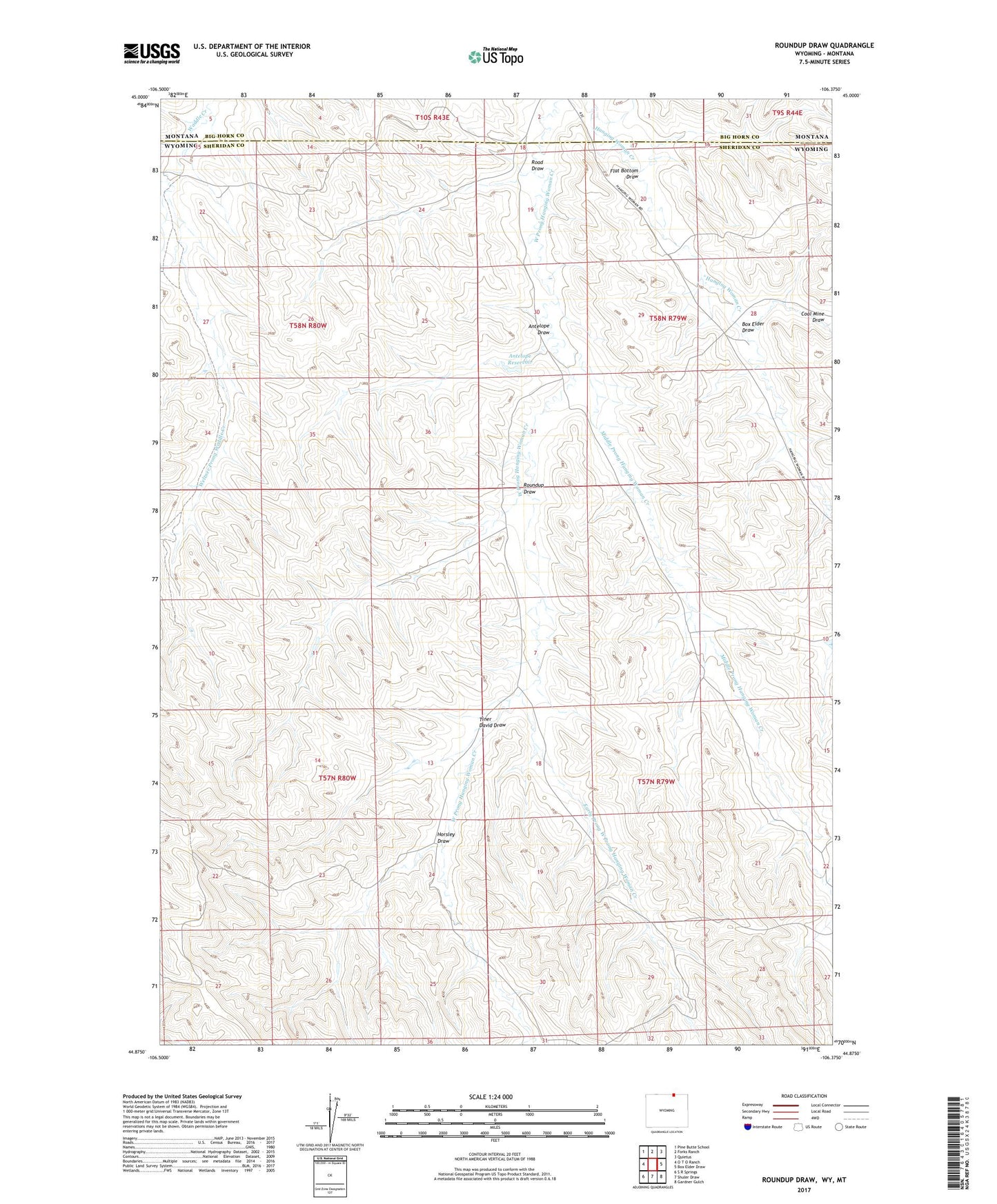 Roundup Draw Wyoming US Topo Map Image