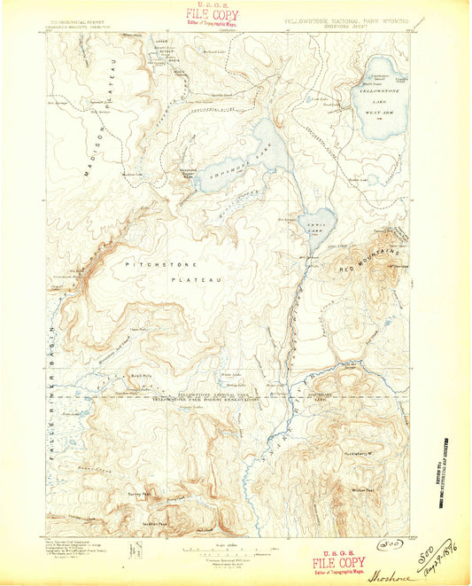 Historic 1888 Shoshone Wyoming 30'x30' Topo Map Image