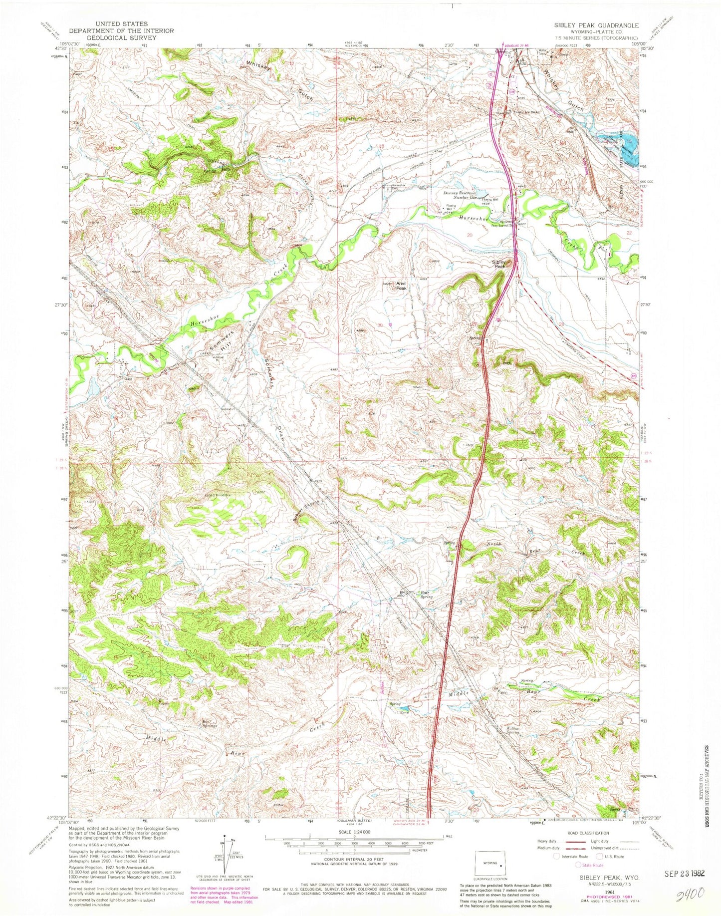 Classic USGS Sibley Peak Wyoming 7.5'x7.5' Topo Map Image