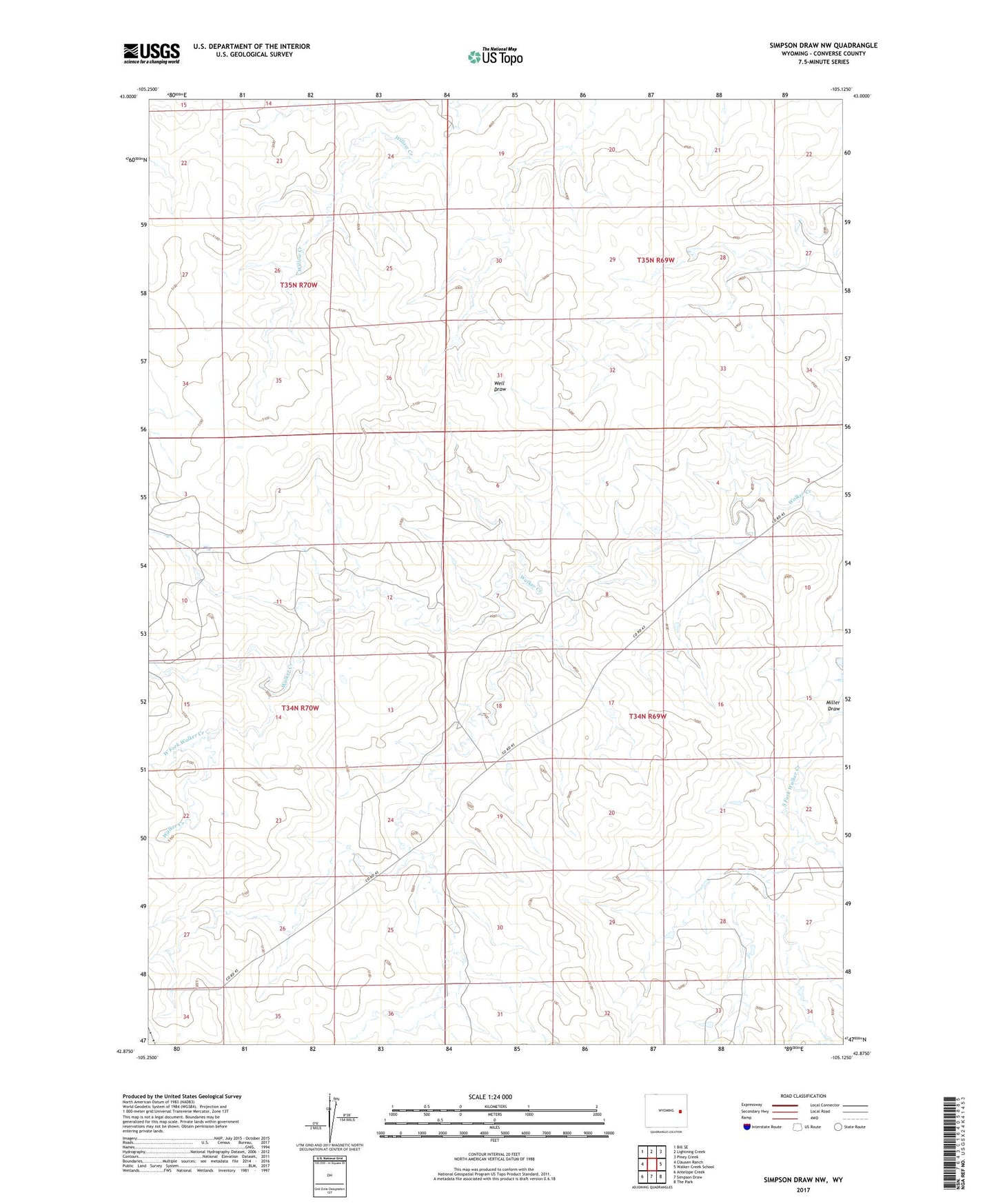 Simpson Draw NW Wyoming US Topo Map Image