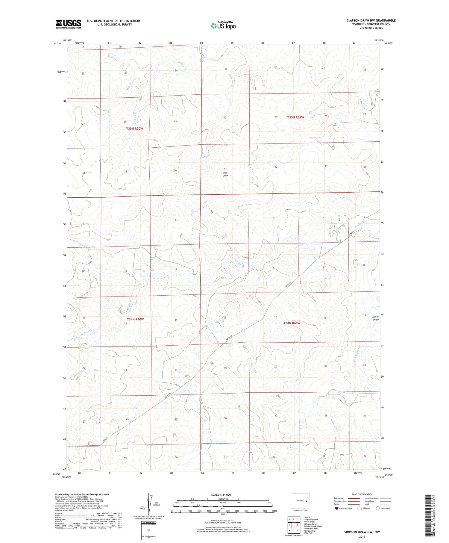 Simpson Draw NW Wyoming US Topo Map Image