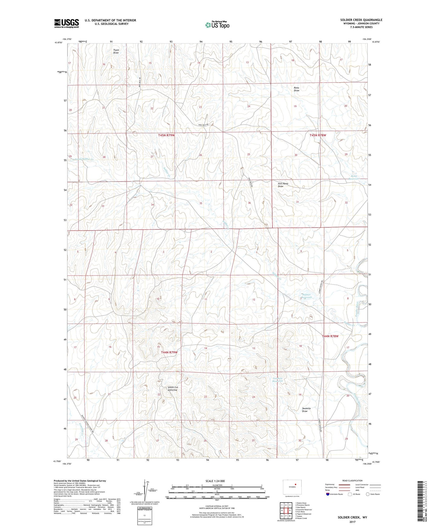 Soldier Creek Wyoming US Topo Map Image