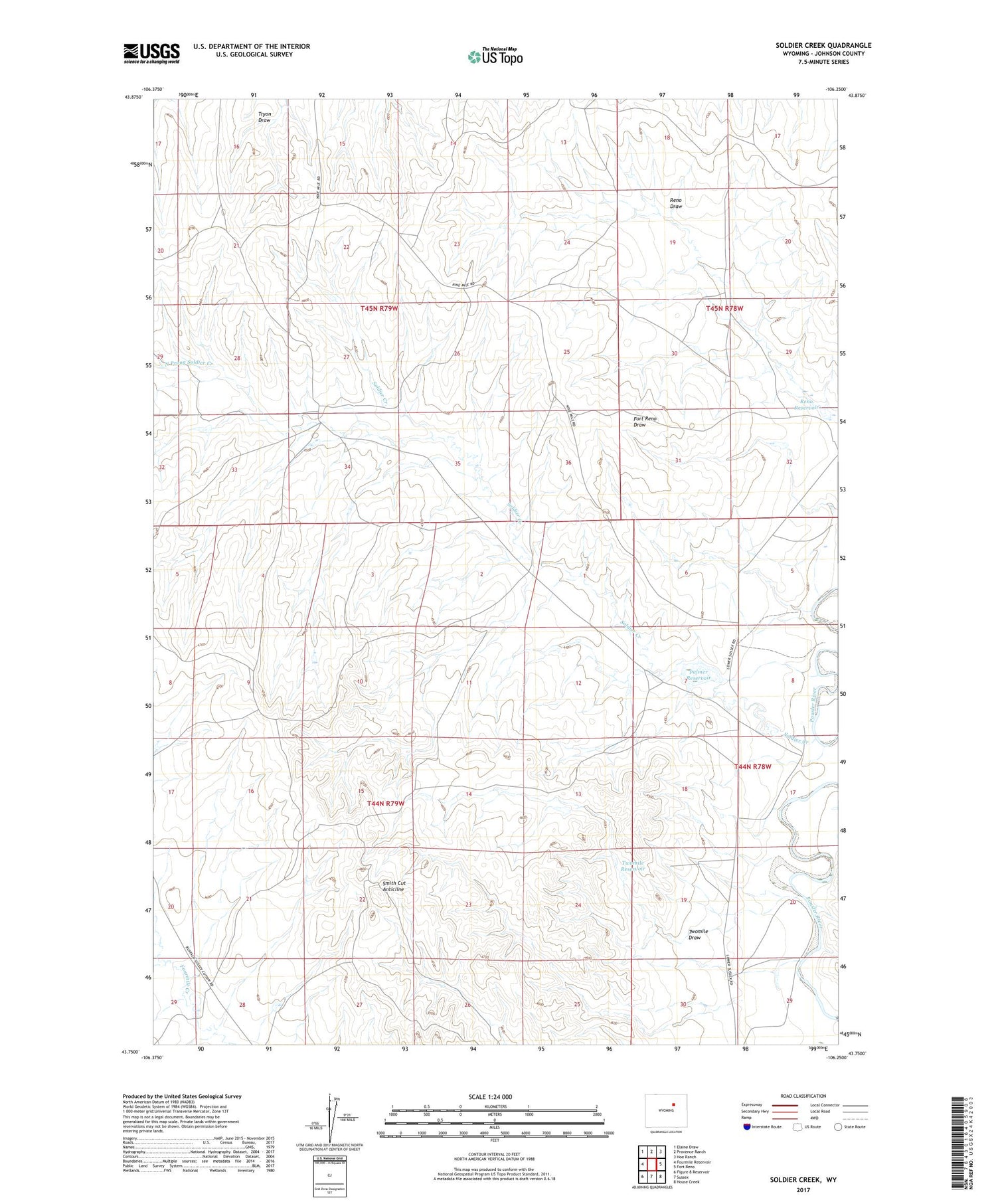 Soldier Creek Wyoming US Topo Map Image