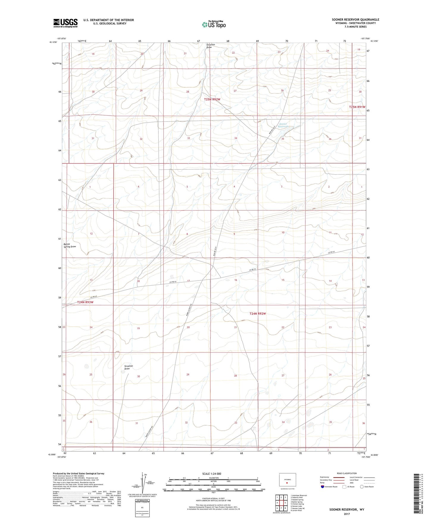 Sooner Reservoir Wyoming US Topo Map Image