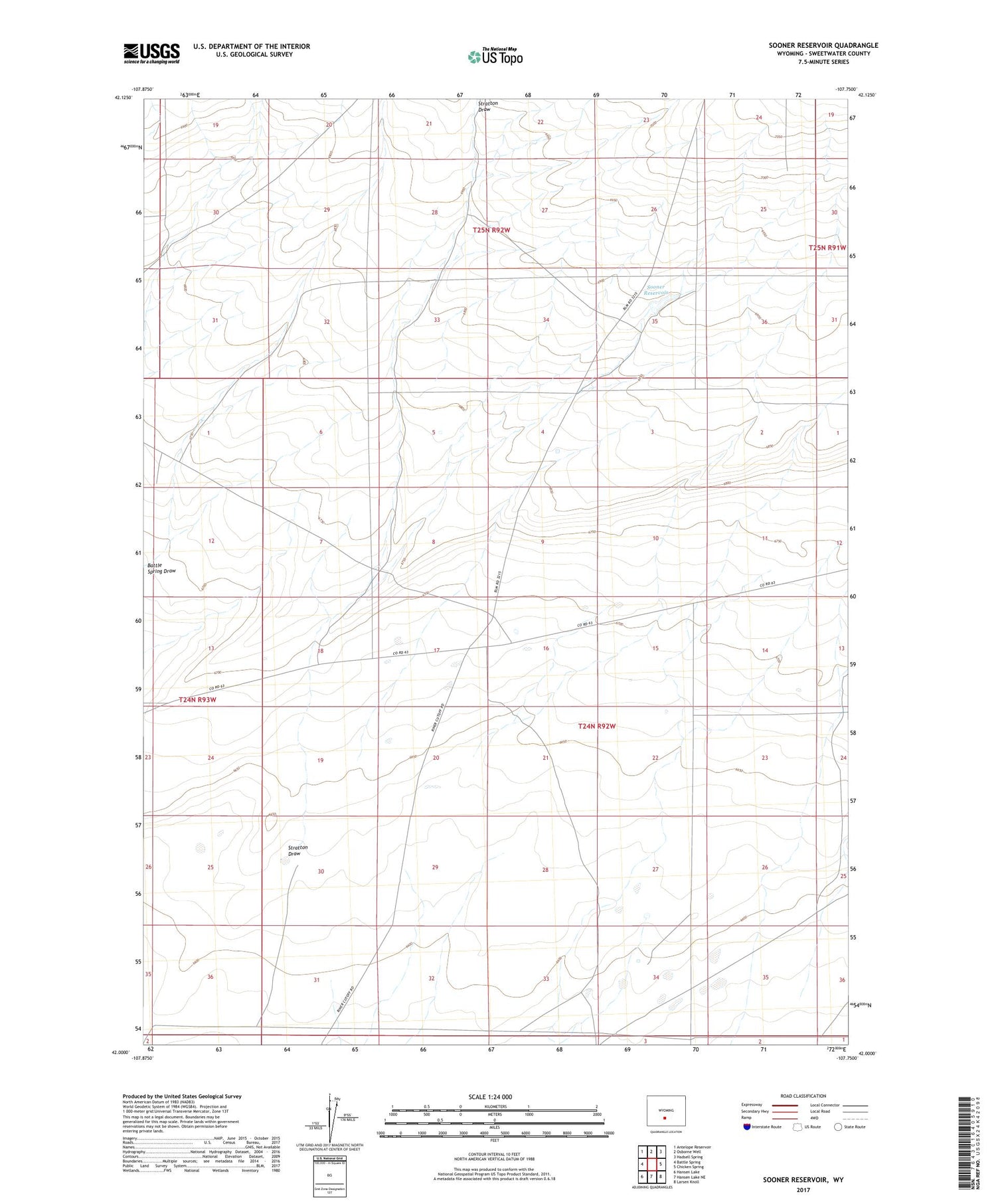 Sooner Reservoir Wyoming US Topo Map Image