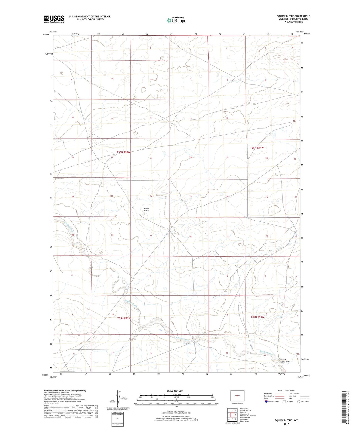 Squaw Butte Wyoming US Topo Map Image