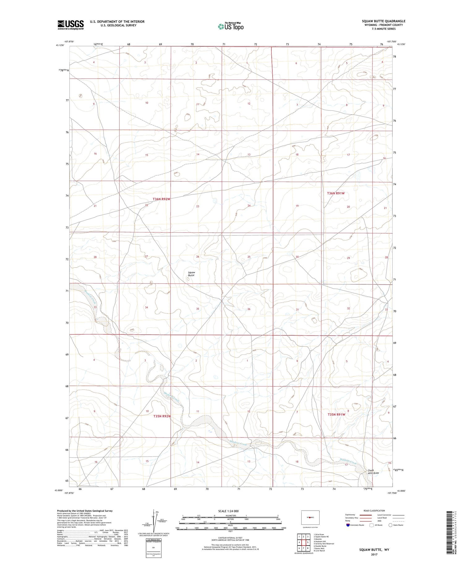 Squaw Butte Wyoming US Topo Map Image