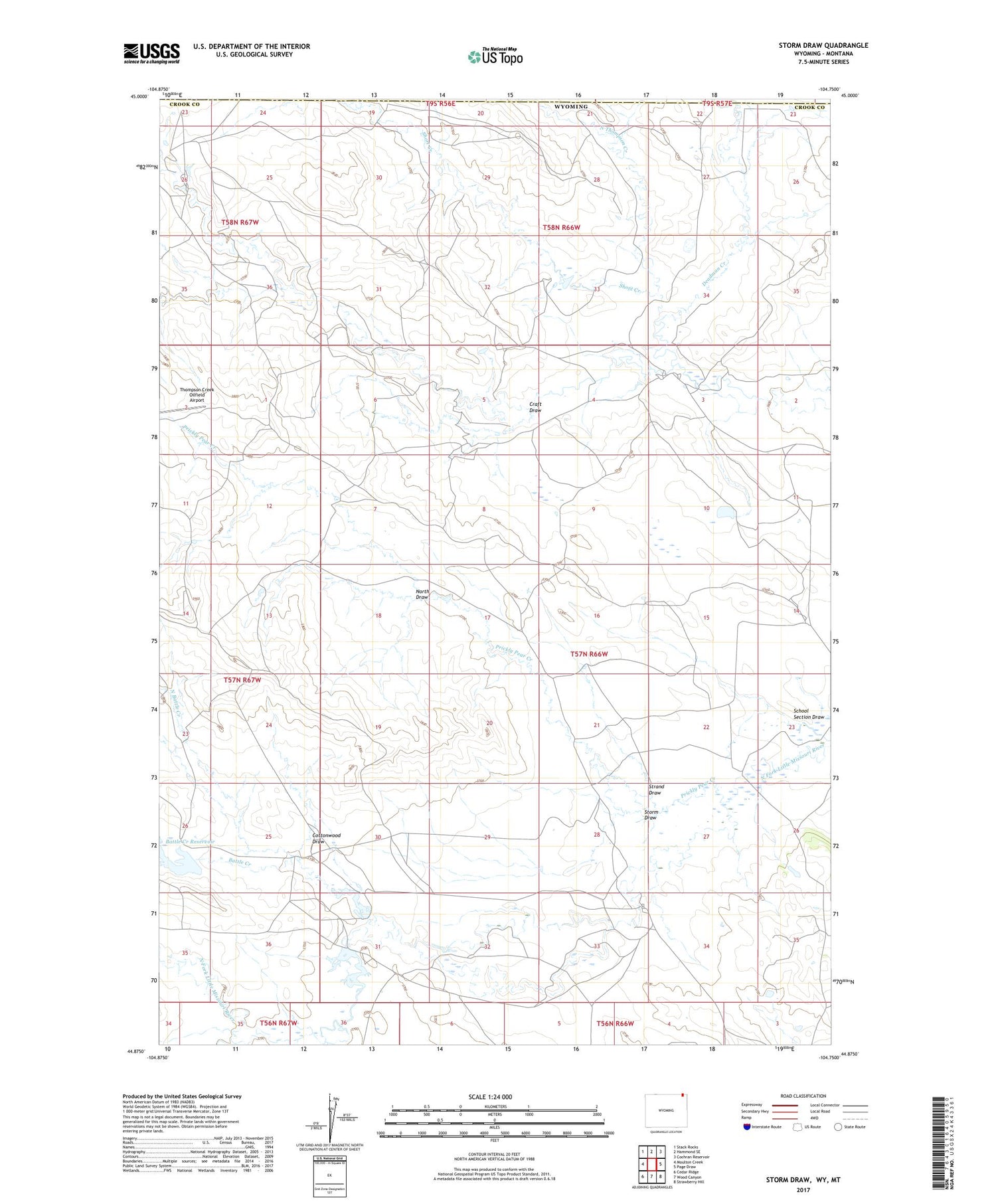 Storm Draw Wyoming US Topo Map Image
