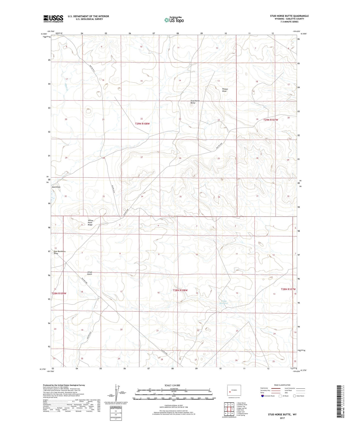 Stud Horse Butte Wyoming US Topo Map Image