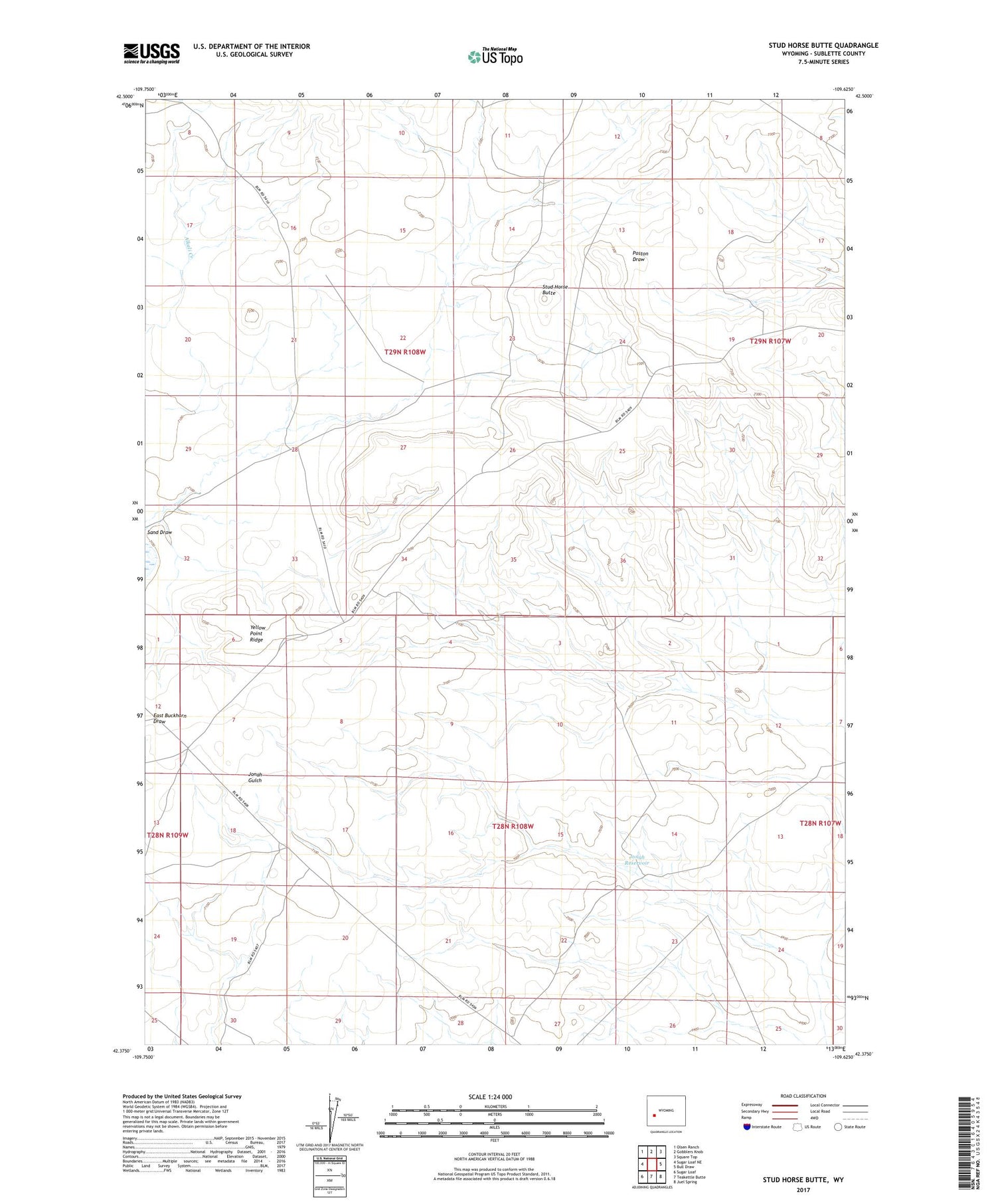 Stud Horse Butte Wyoming US Topo Map Image