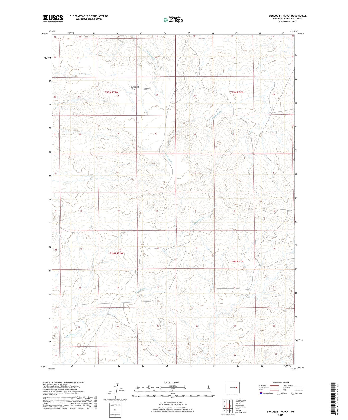 Sundquist Ranch Wyoming US Topo Map Image