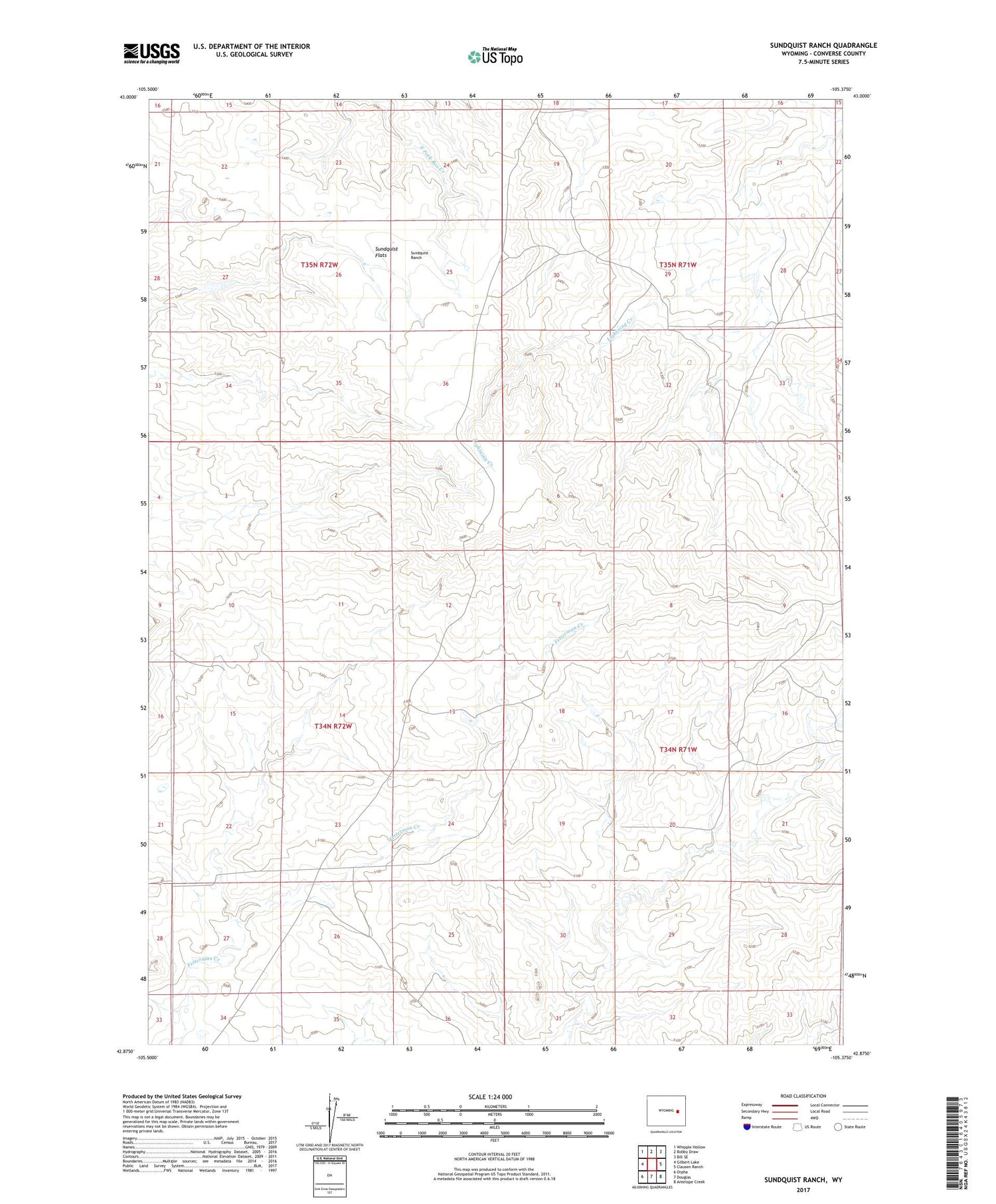 Sundquist Ranch Wyoming US Topo Map Image