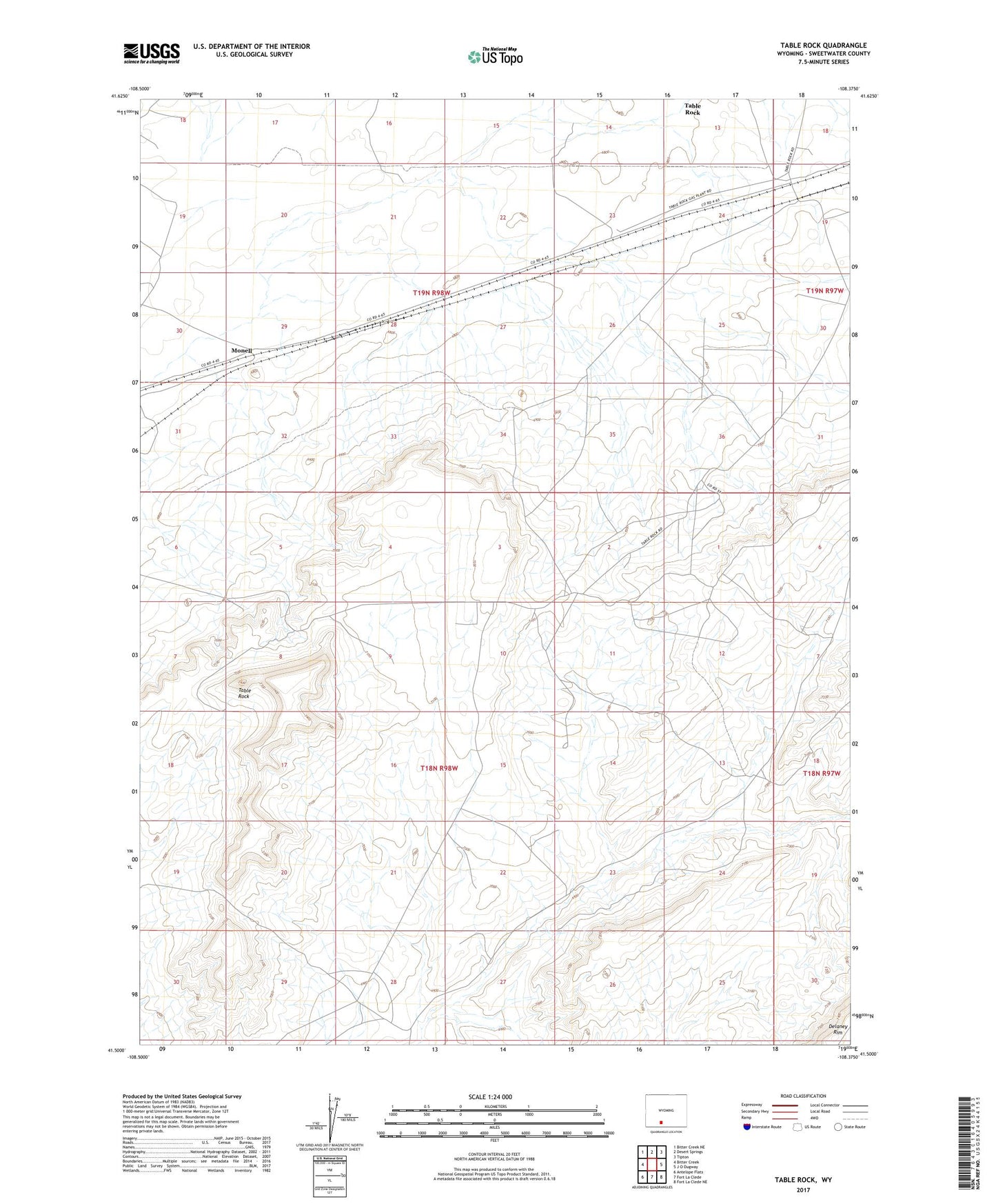 Table Rock Wyoming US Topo Map Image
