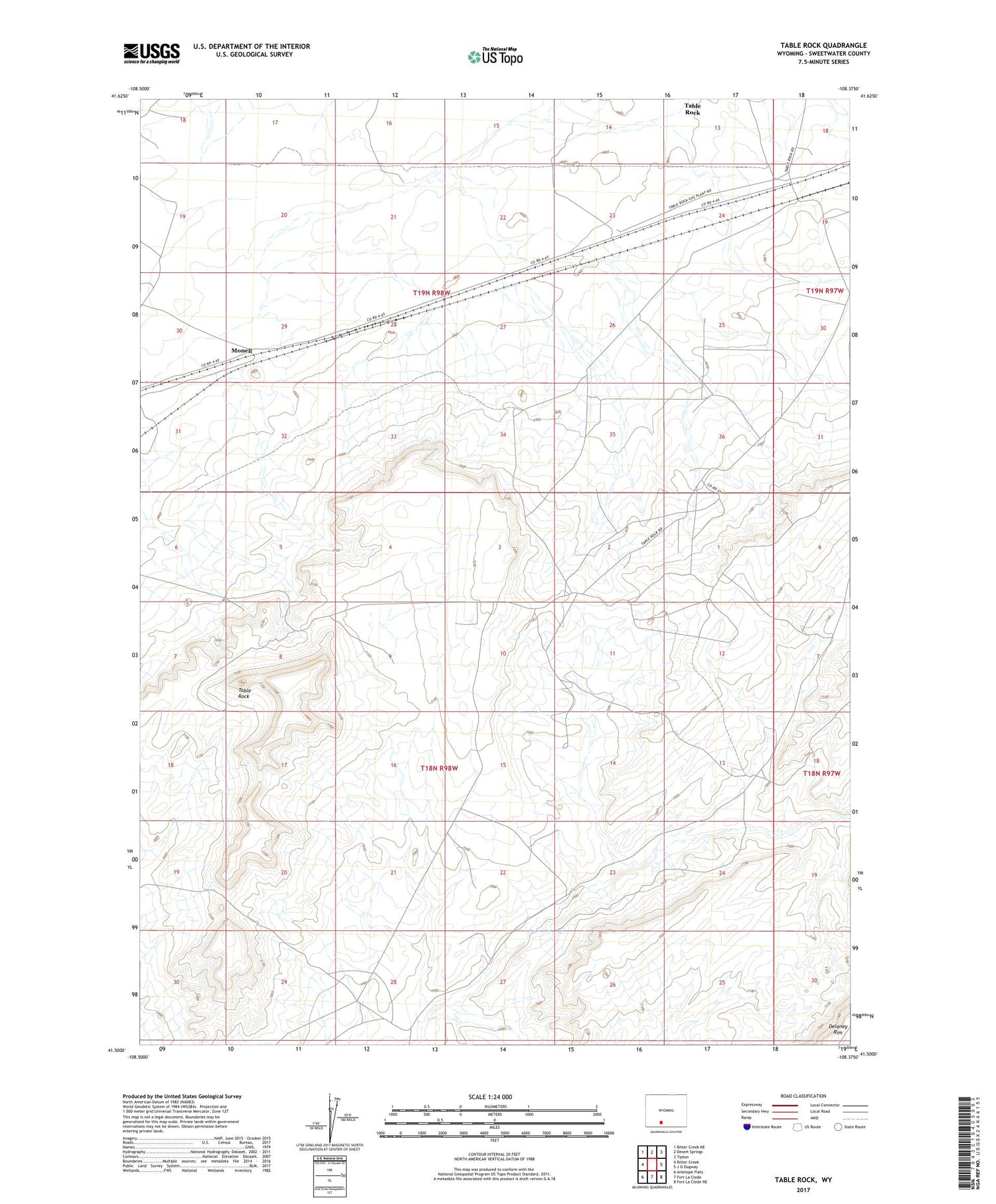 Table Rock Wyoming US Topo Map Image