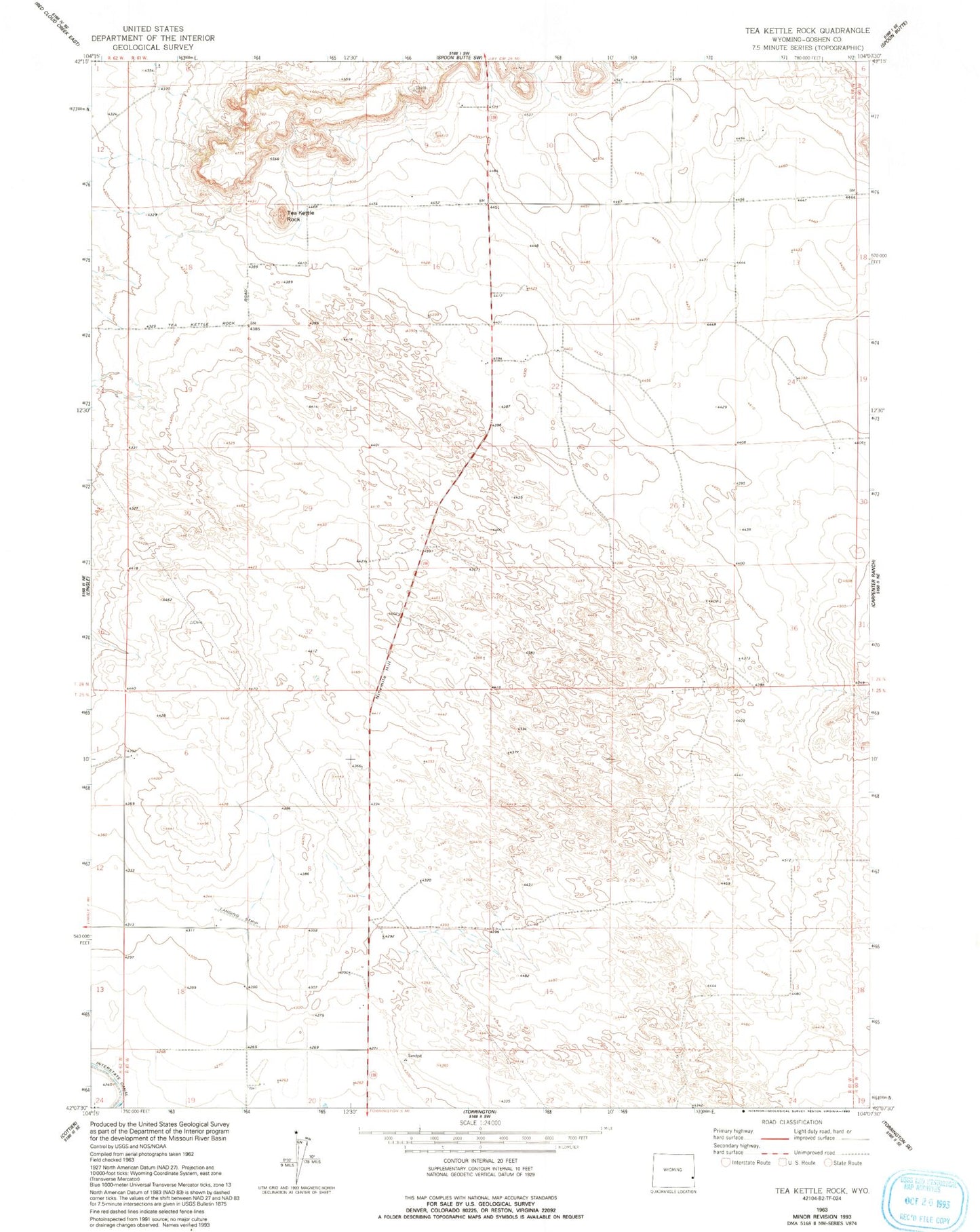 Classic USGS Tea Kettle Rock Wyoming 7.5'x7.5' Topo Map Image