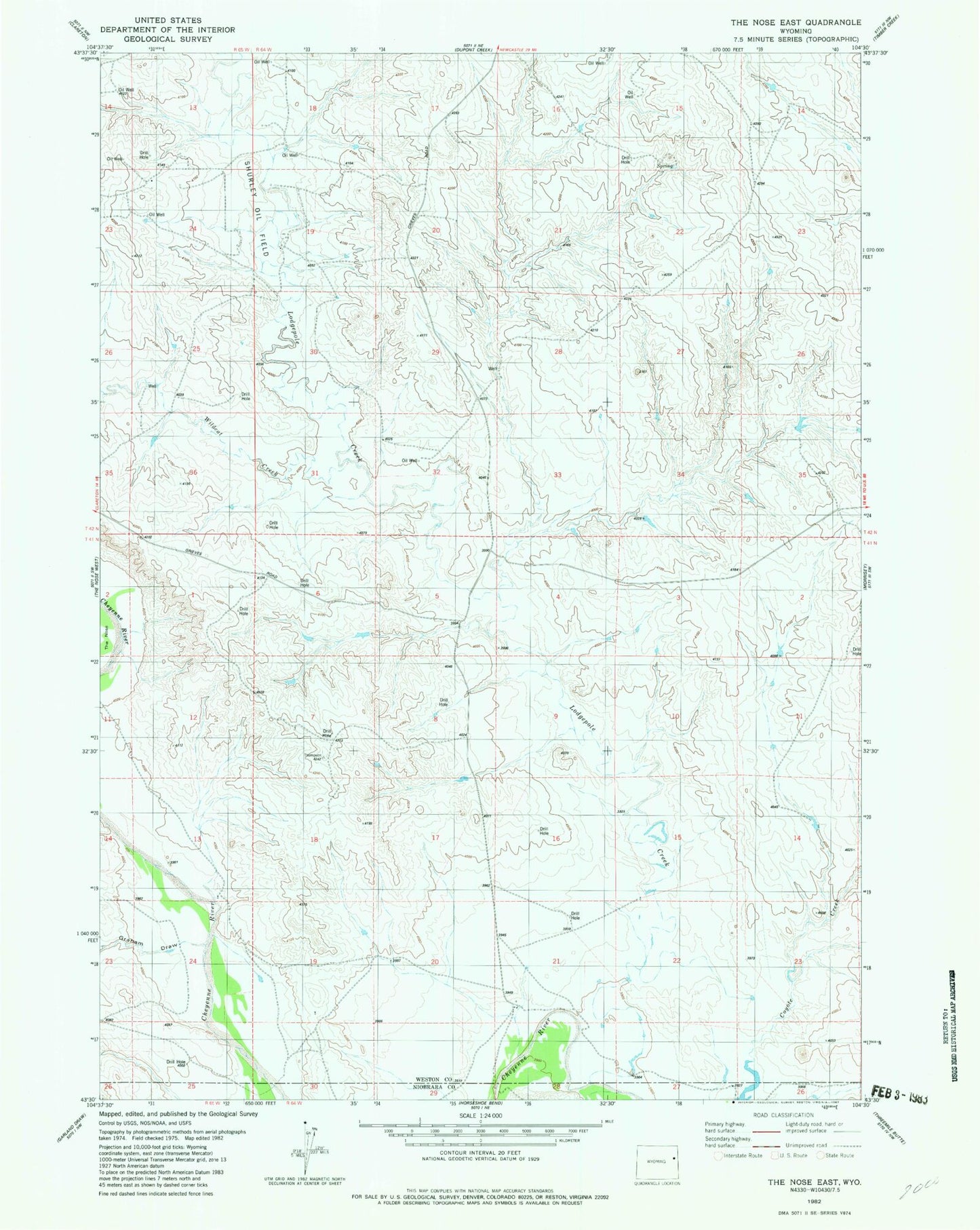 Classic USGS The Nose East Wyoming 7.5'x7.5' Topo Map Image