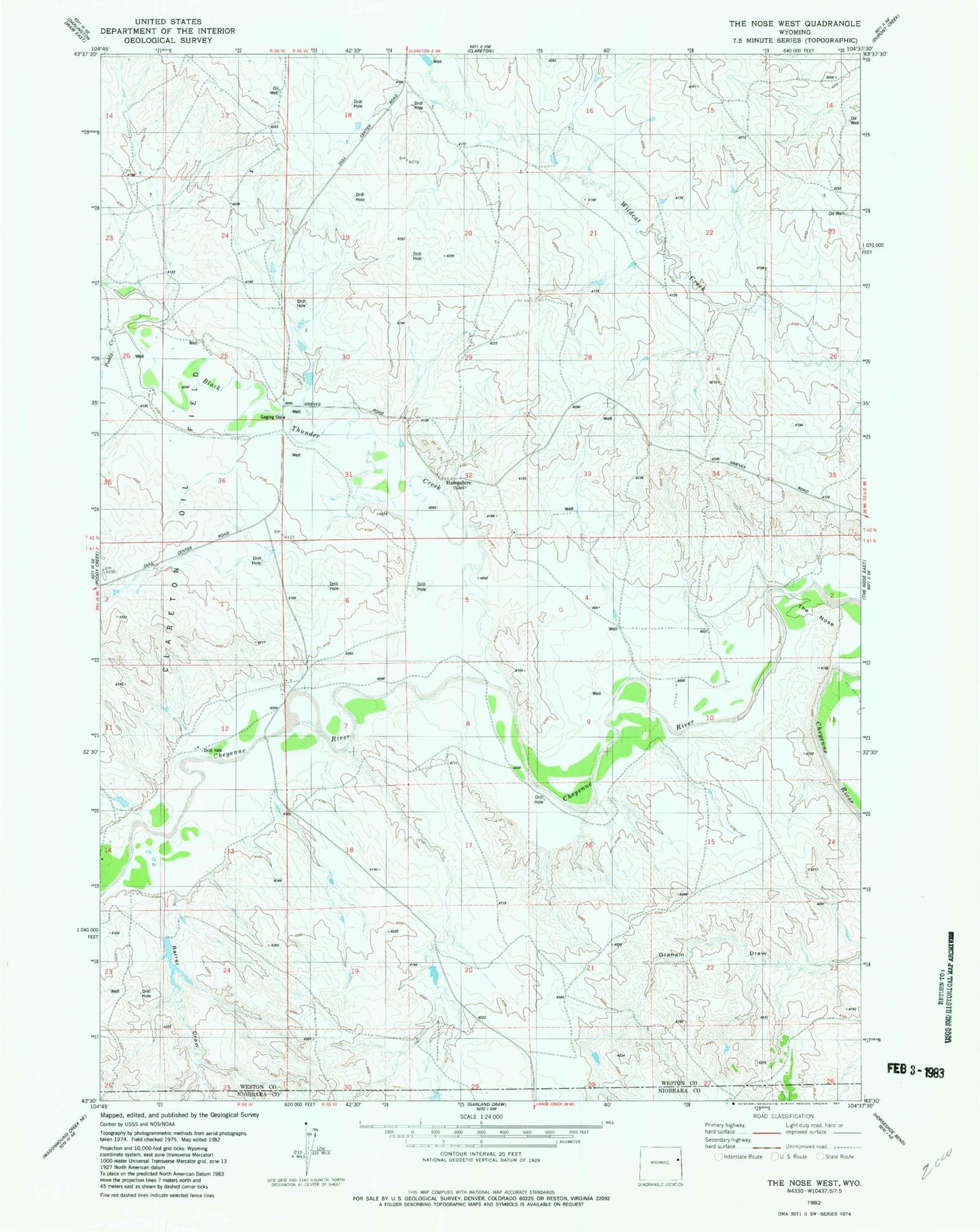 Classic USGS The Nose West Wyoming 7.5'x7.5' Topo Map Image
