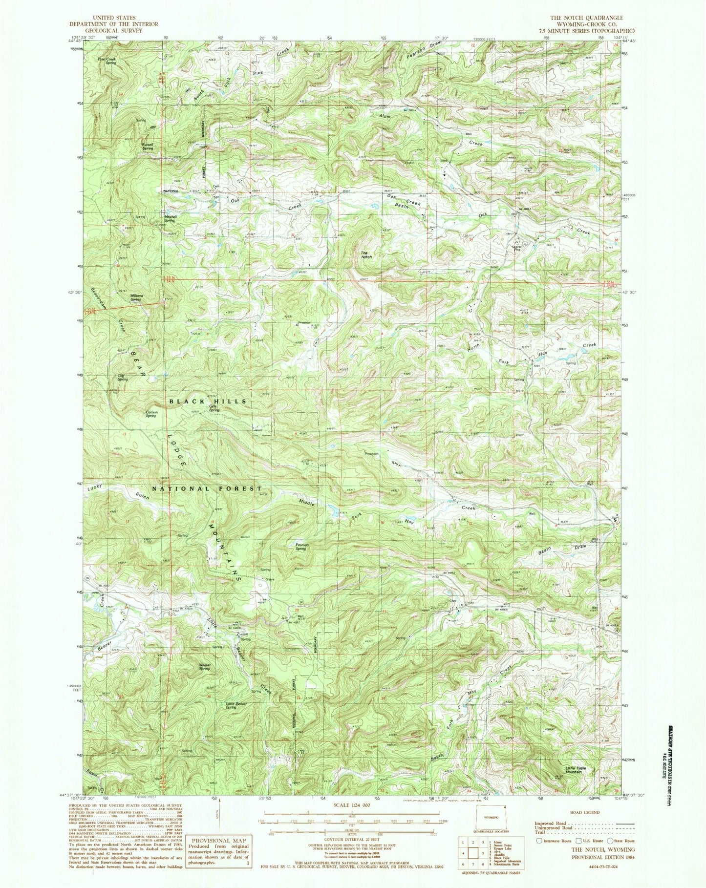 Classic USGS The Notch Wyoming 7.5'x7.5' Topo Map Image