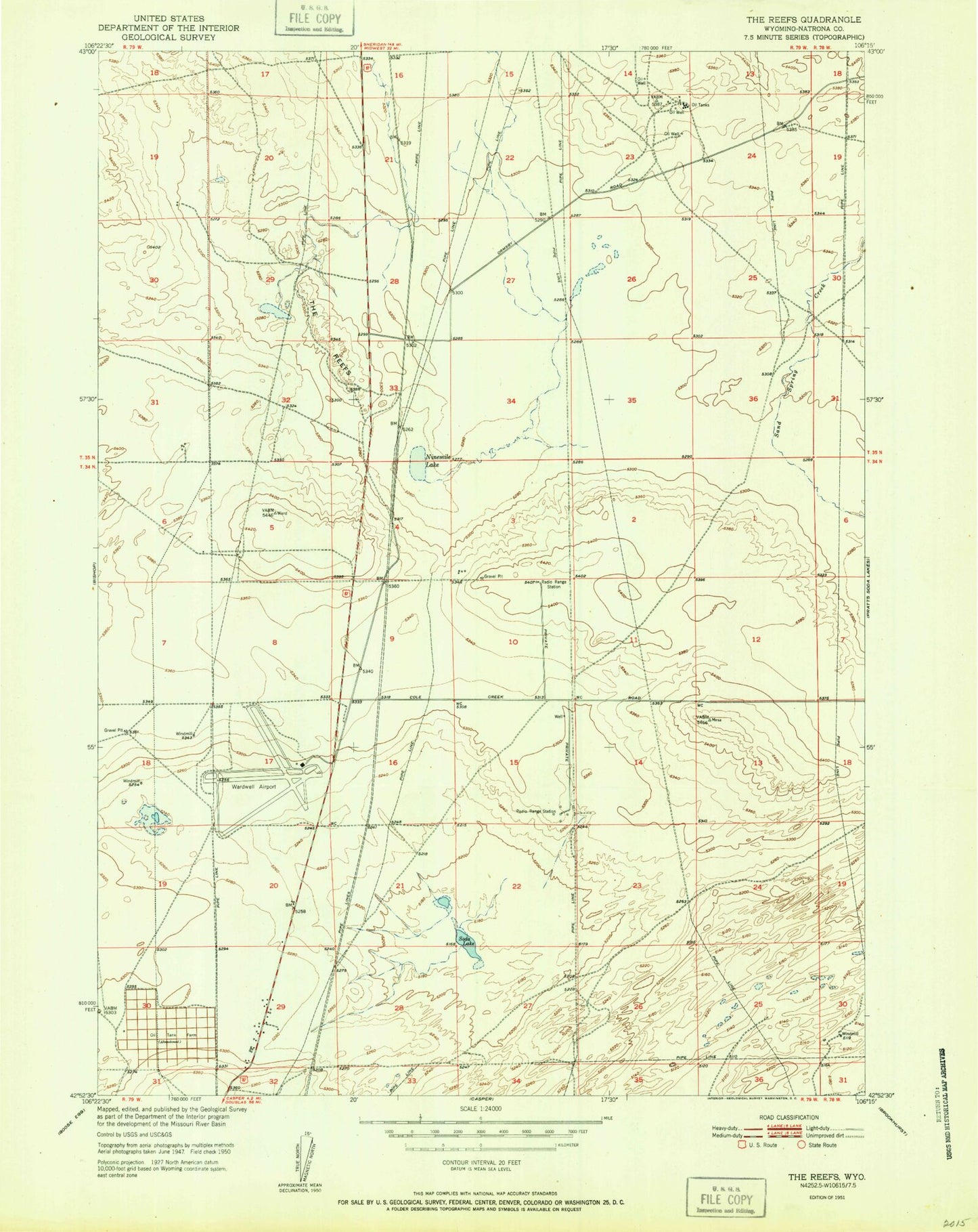 Classic USGS The Reefs Wyoming 7.5'x7.5' Topo Map Image
