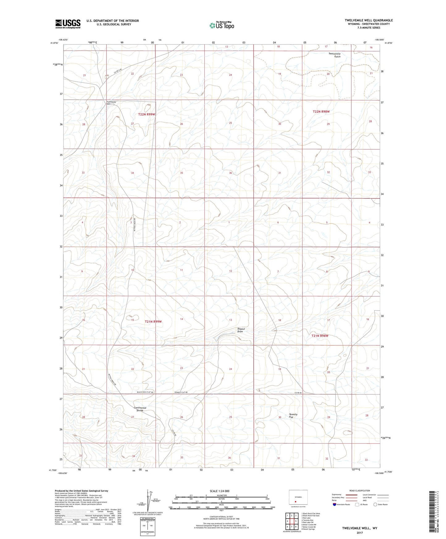 Twelvemile Well Wyoming US Topo Map Image