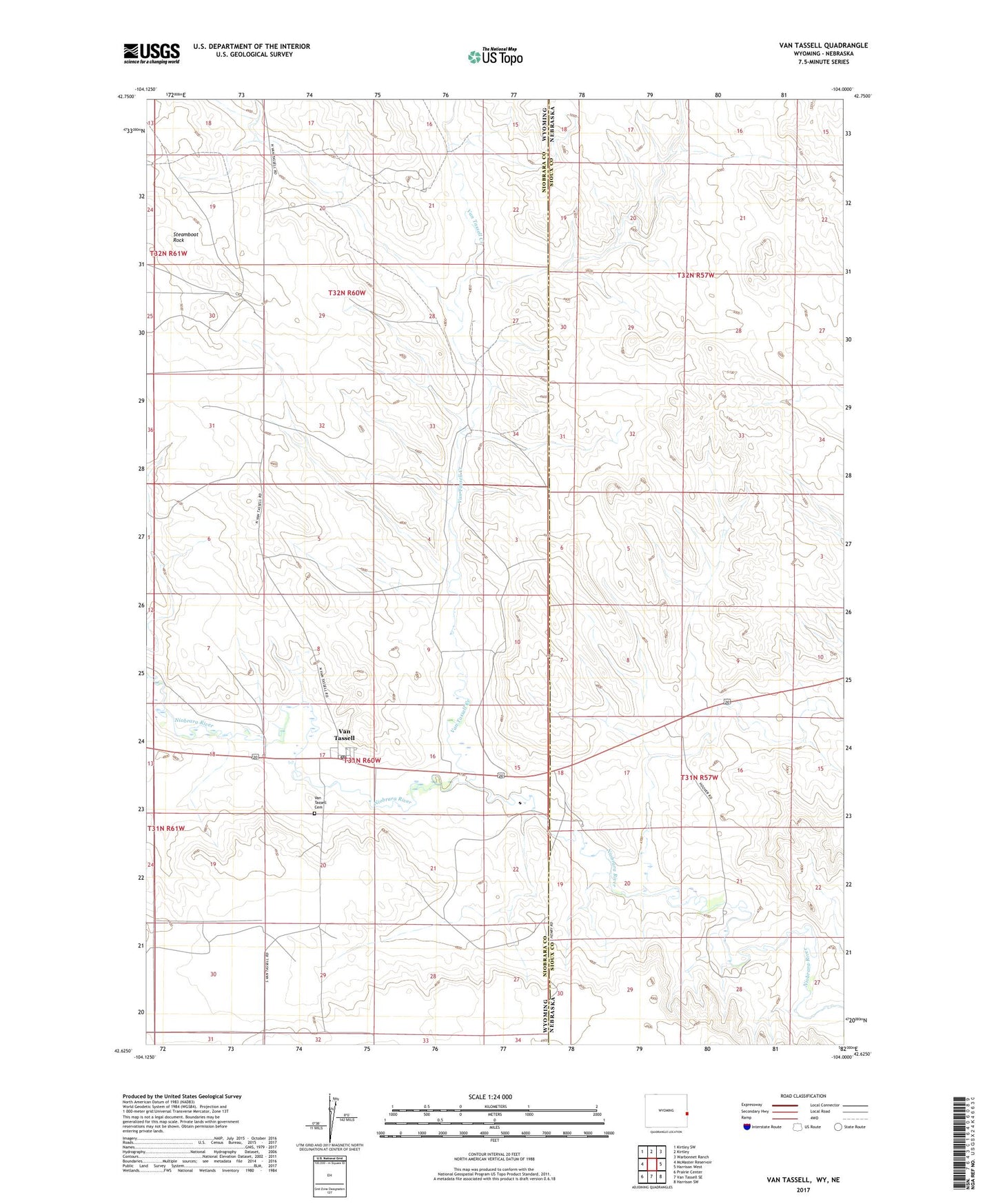 Van Tassell Wyoming US Topo Map Image