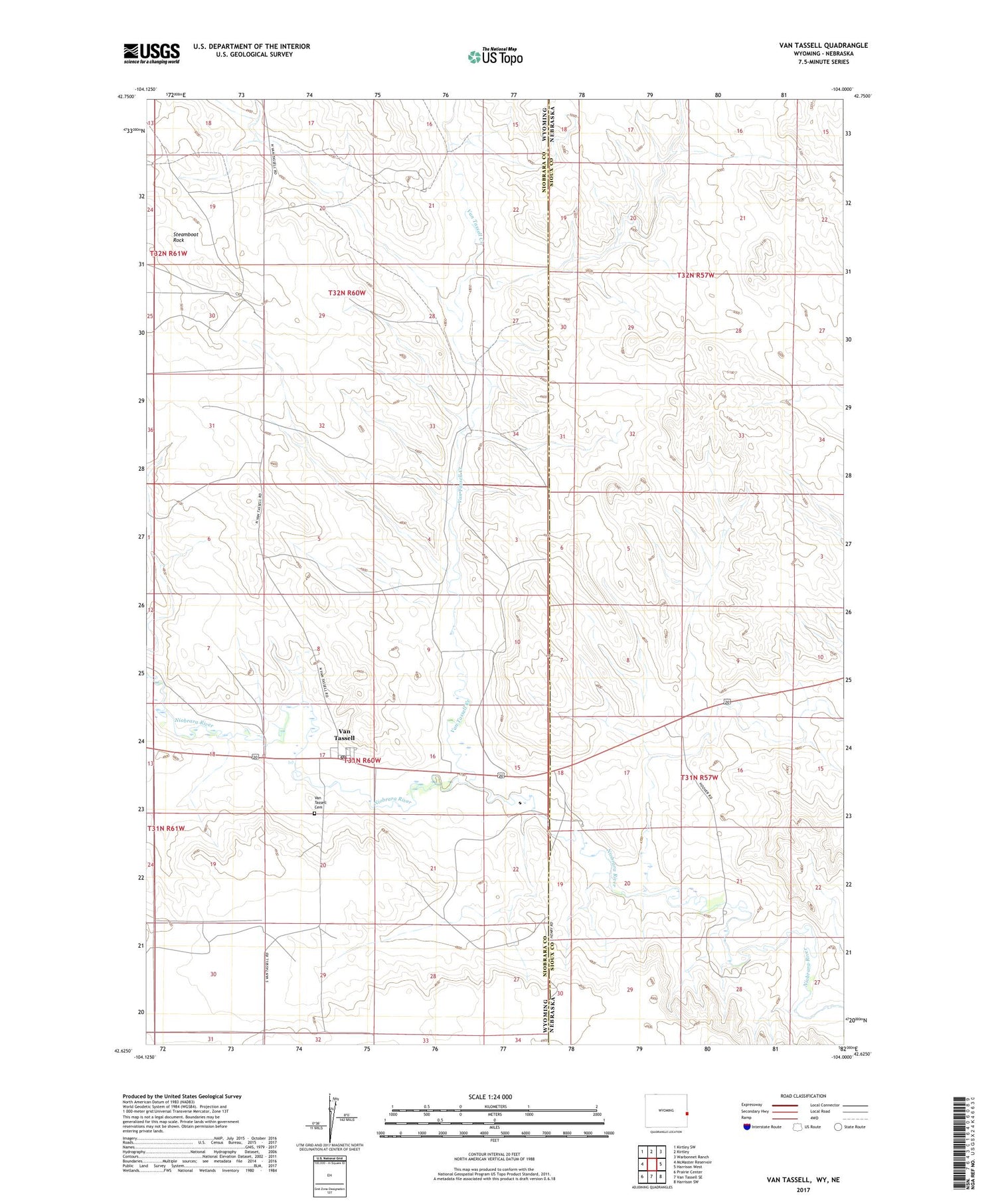 Van Tassell Wyoming US Topo Map Image