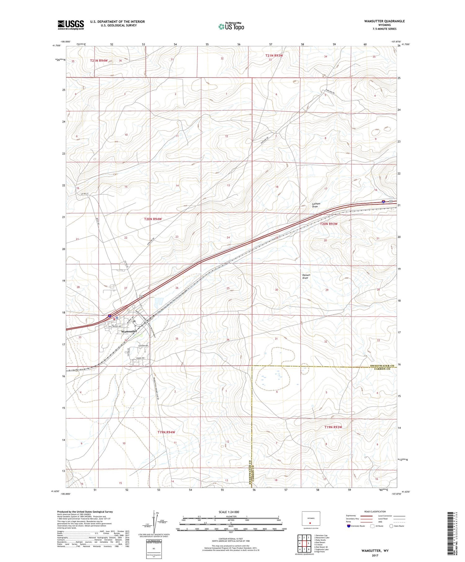 Wamsutter Wyoming US Topo Map Image