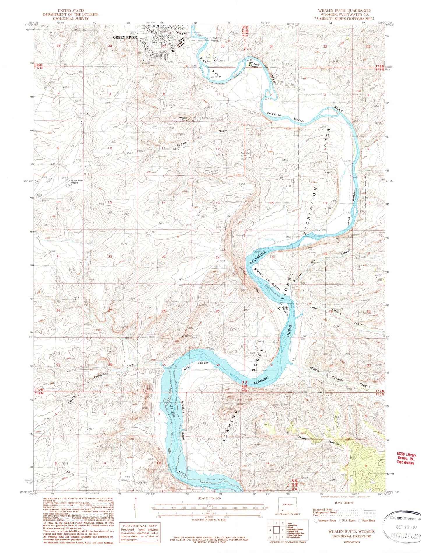Classic USGS Whalen Butte Wyoming 7.5'x7.5' Topo Map Image