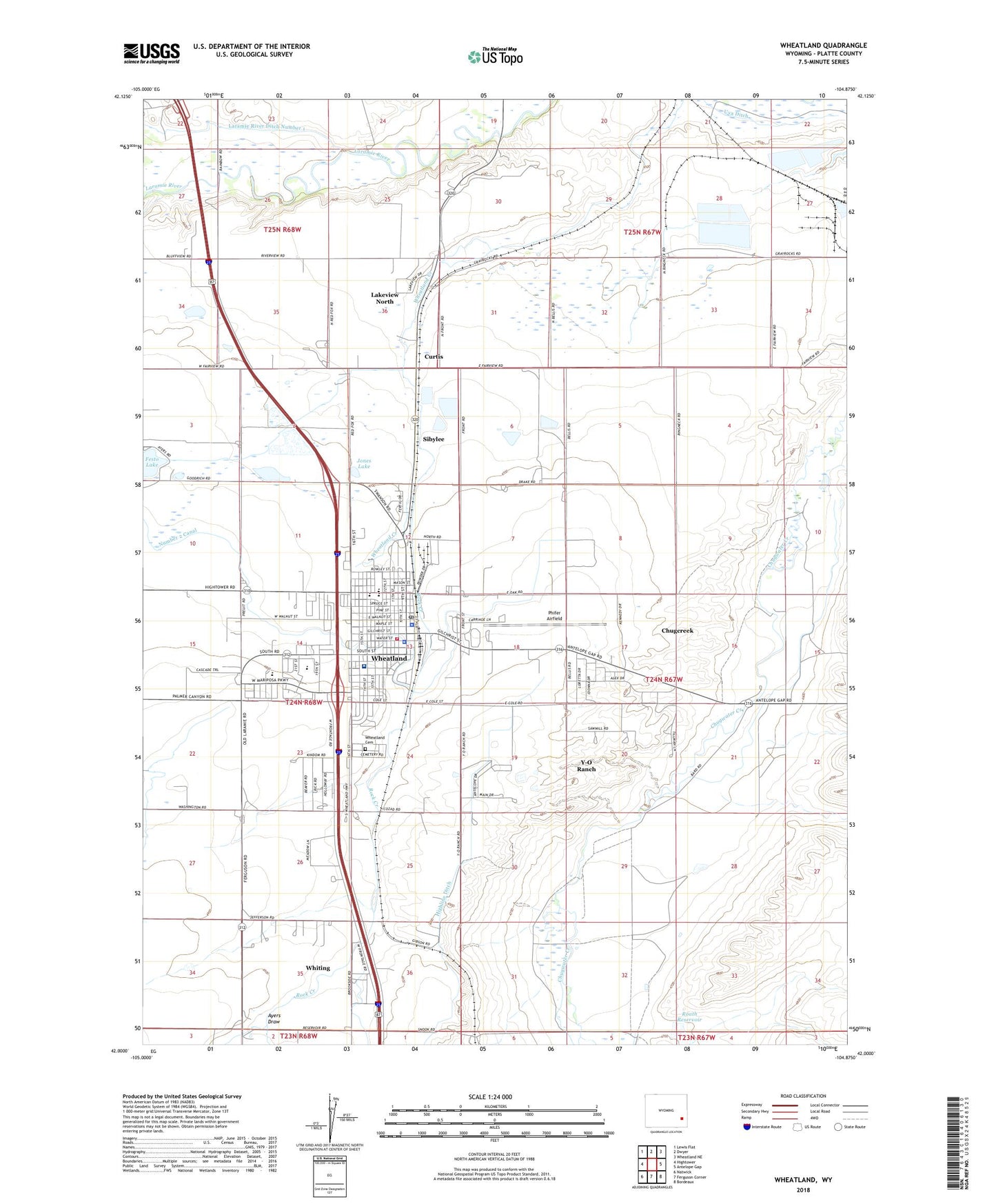 Wheatland Wyoming US Topo Map Image