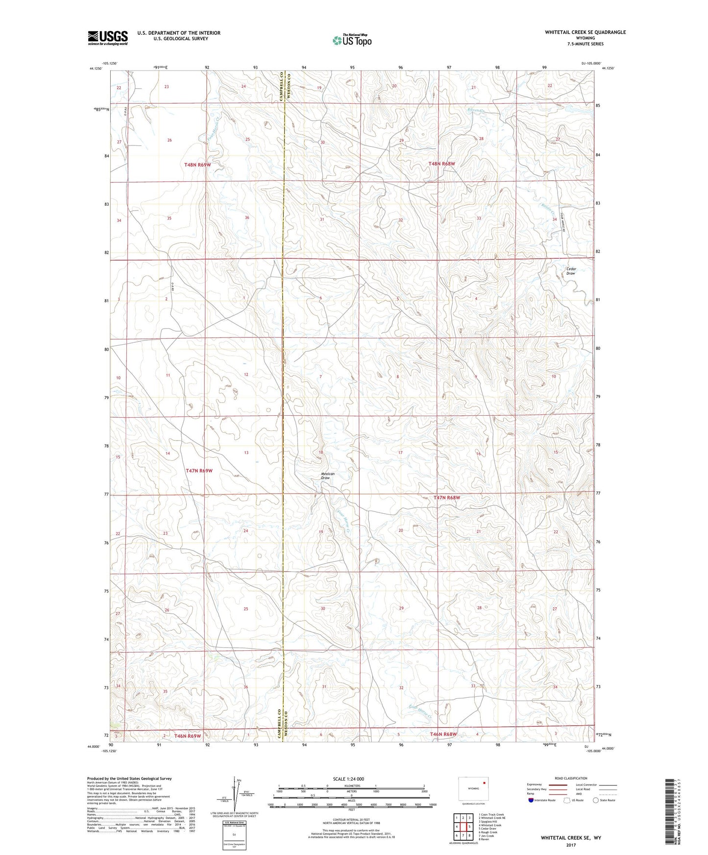 Whitetail Creek SE Wyoming US Topo Map Image