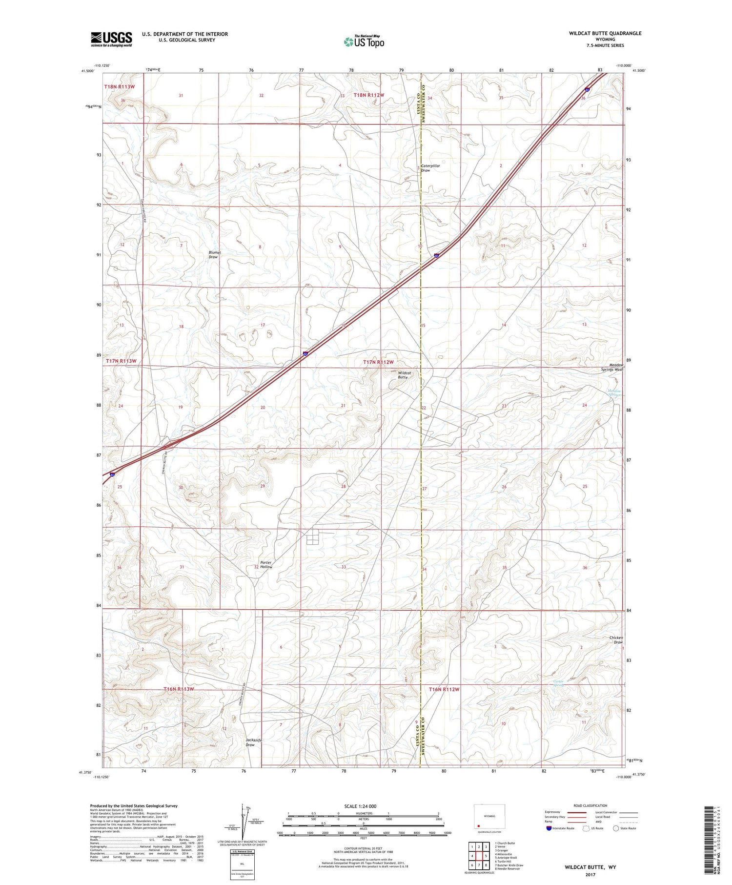 Wildcat Butte Wyoming US Topo Map Image