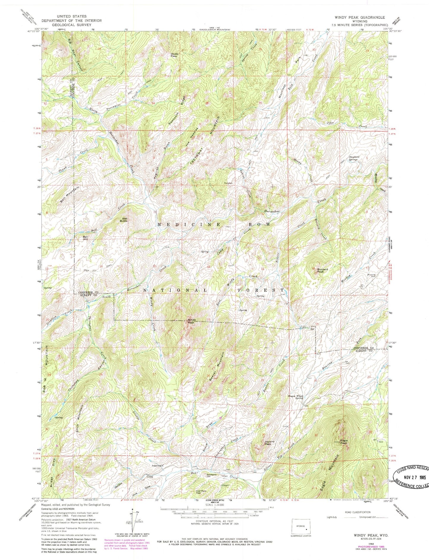 Classic USGS Windy Peak Wyoming 7.5'x7.5' Topo Map Image