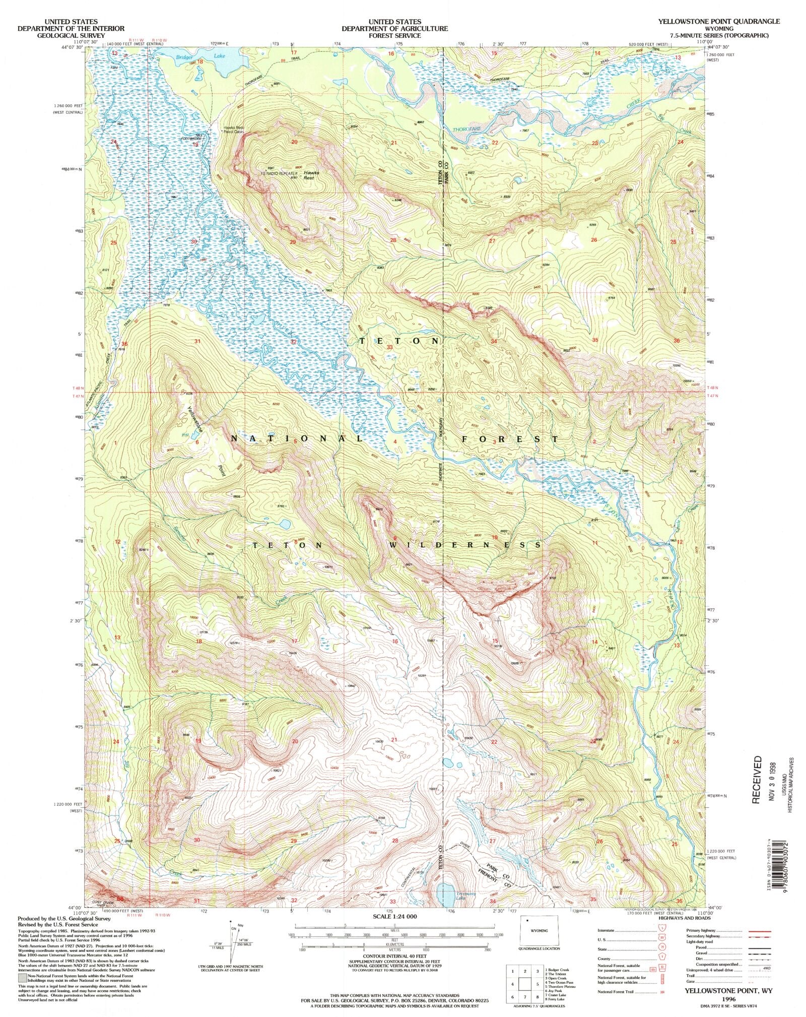Classic Usgs Yellowstone Point Wyoming 75x75 Topo Map Mytopo Map
