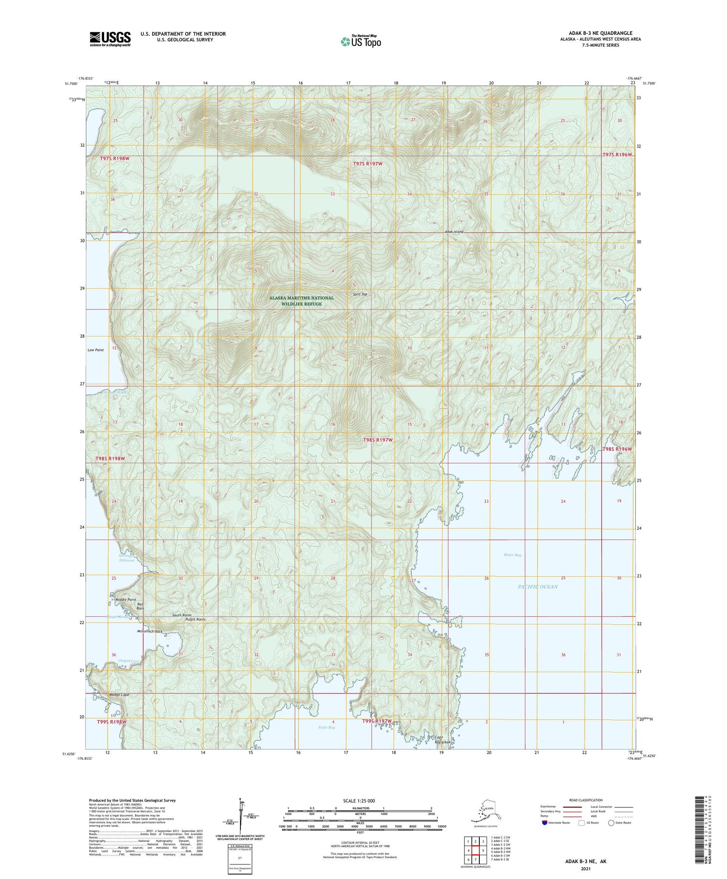 Adak B-3 NE Alaska US Topo Map Image