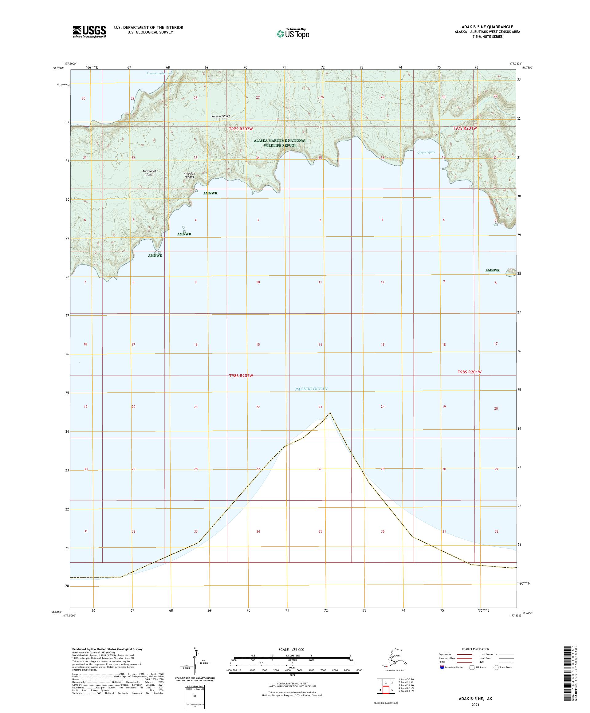 Adak B-5 NE Alaska US Topo Map – MyTopo Map Store