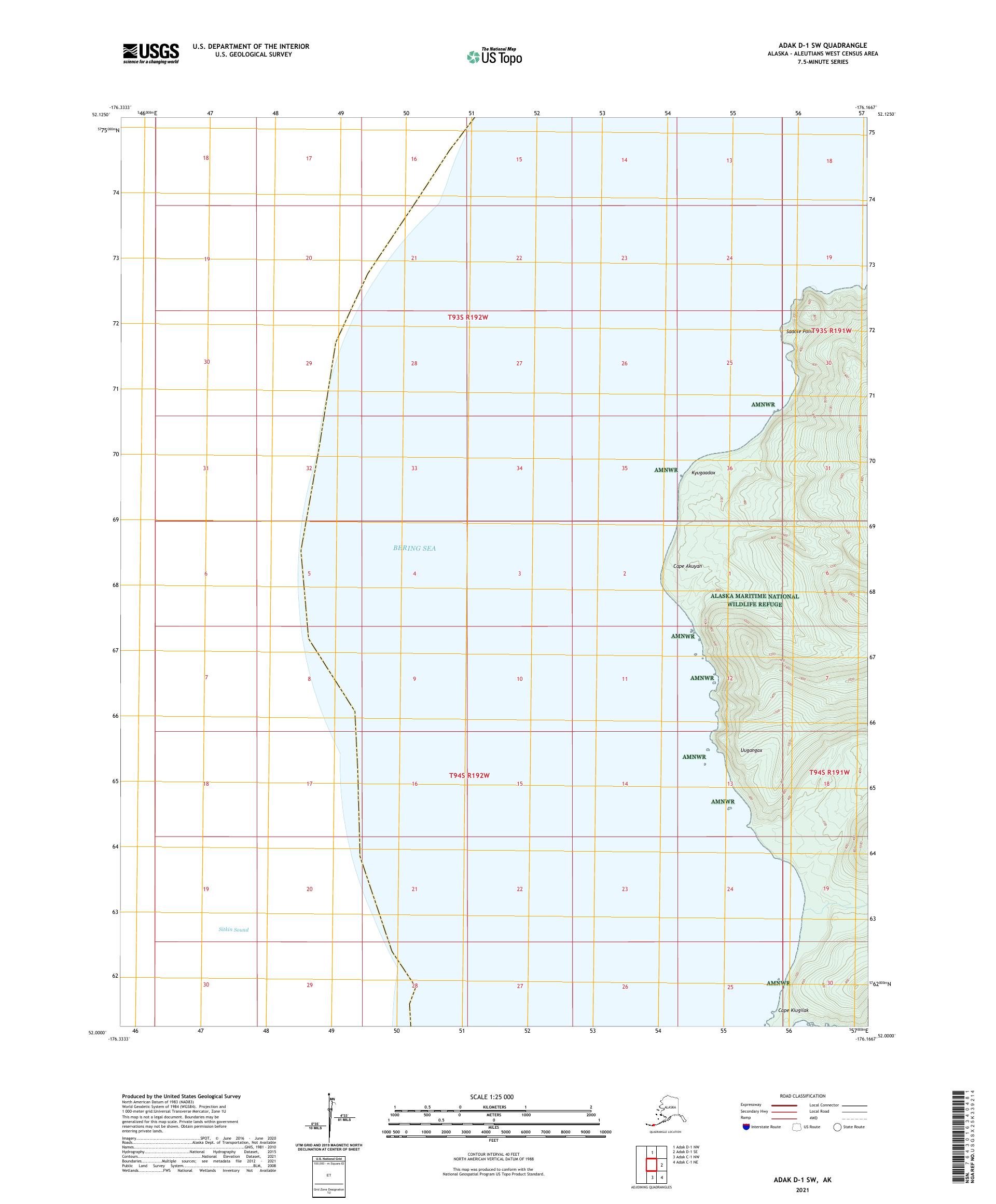Adak D-1 SW Alaska US Topo Map – MyTopo Map Store