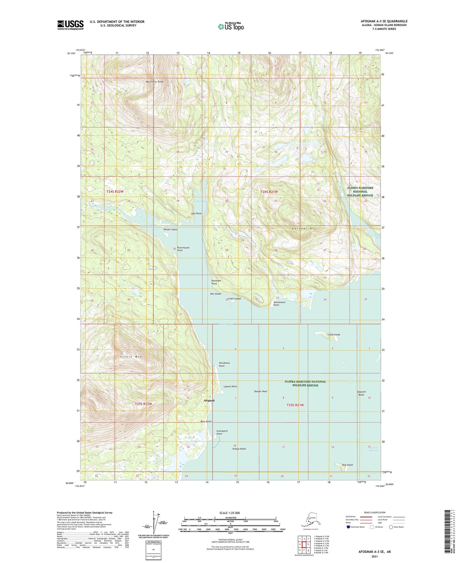 Afognak A-3 SE Alaska US Topo Map Image