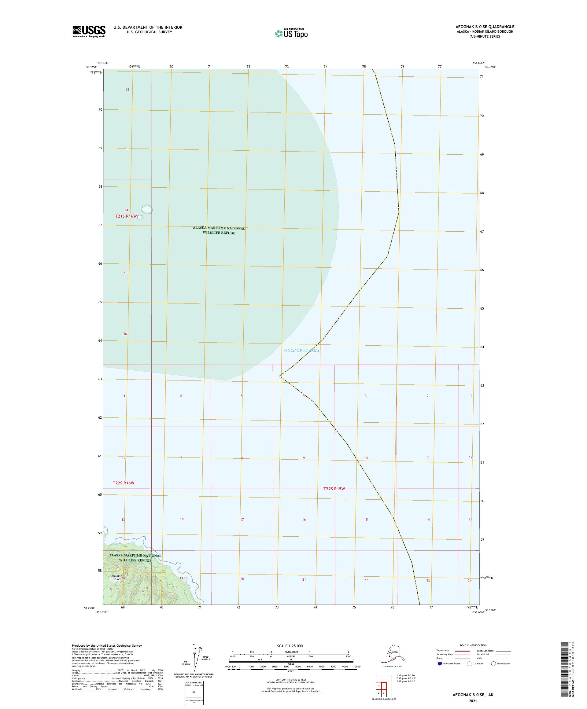 Afognak B-0 SE Alaska US Topo Map – MyTopo Map Store