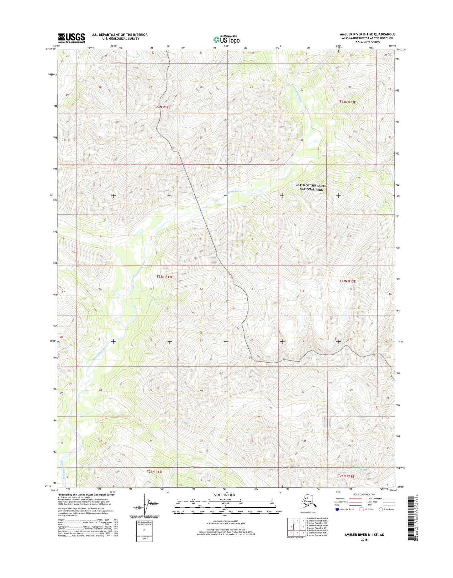 Ambler River B-1 SE Alaska US Topo Map Image