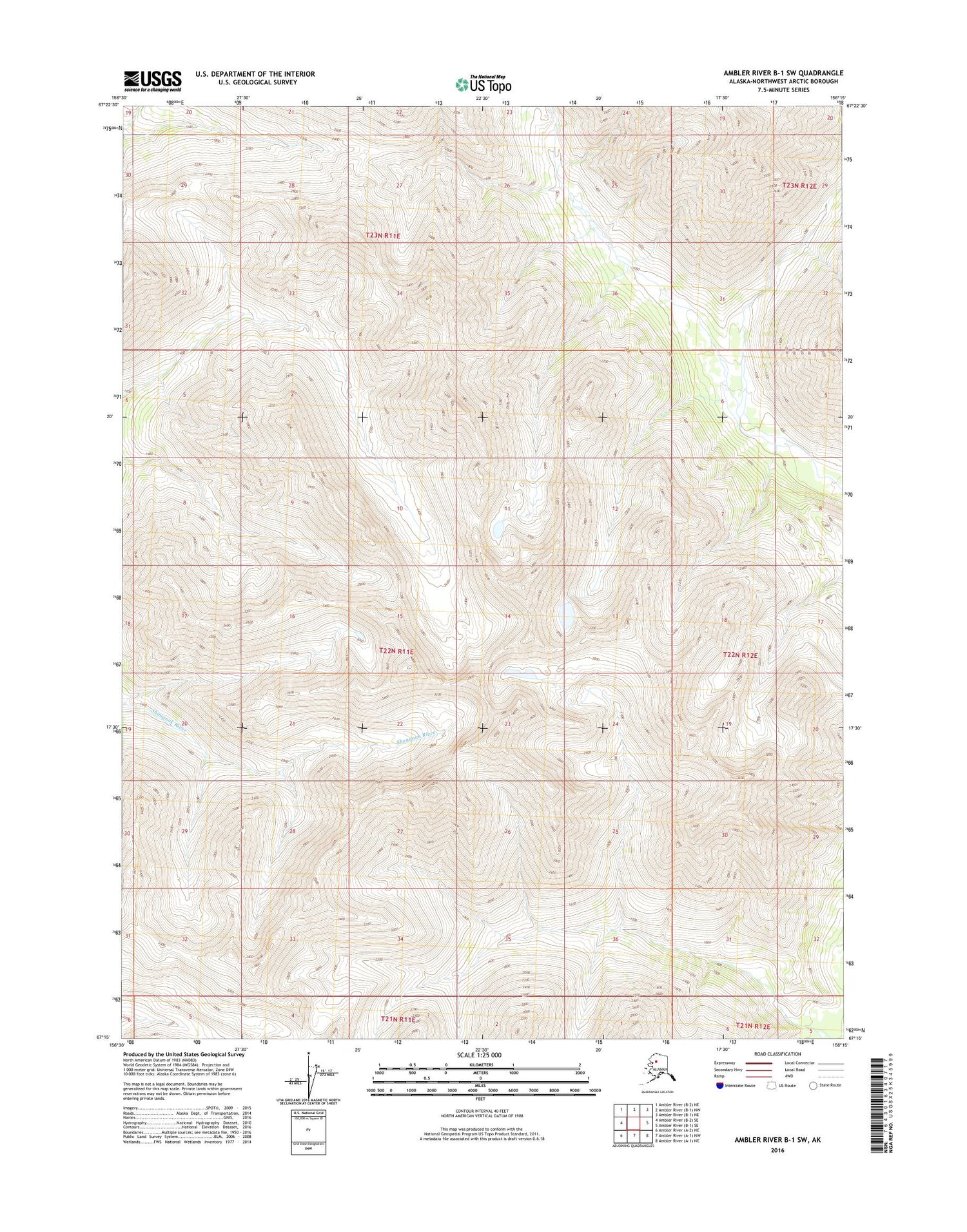 Ambler River B-1 SW Alaska US Topo Map Image
