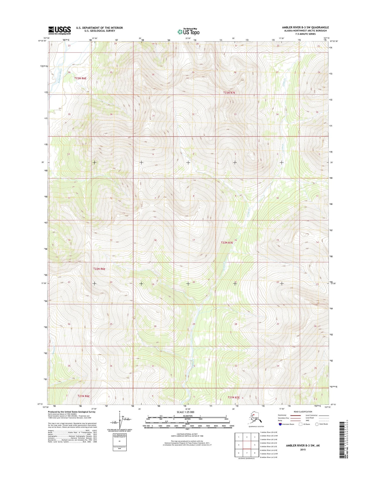 Ambler River B-3 SW Alaska US Topo Map Image