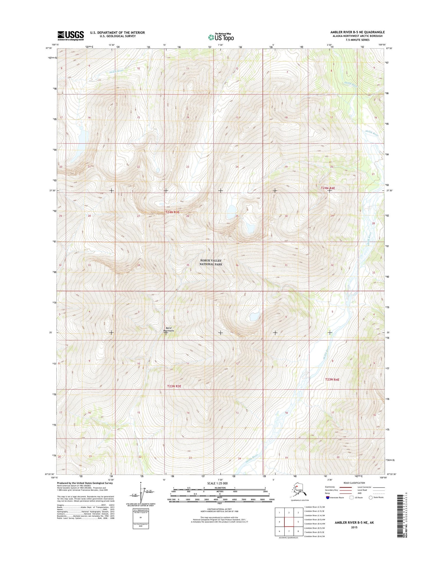 Ambler River B-5 NE Alaska US Topo Map Image