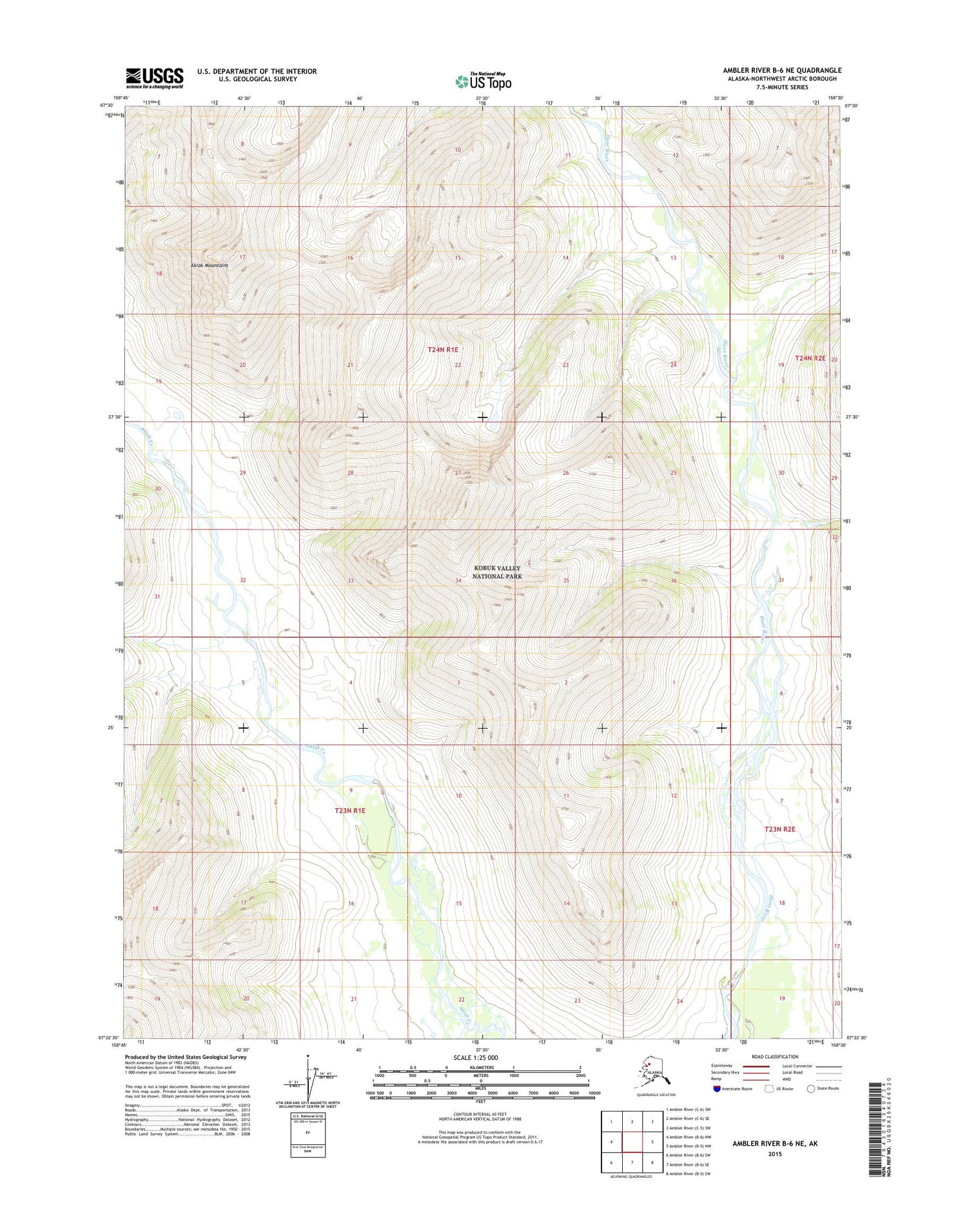 Ambler River B-6 NE Alaska US Topo Map Image