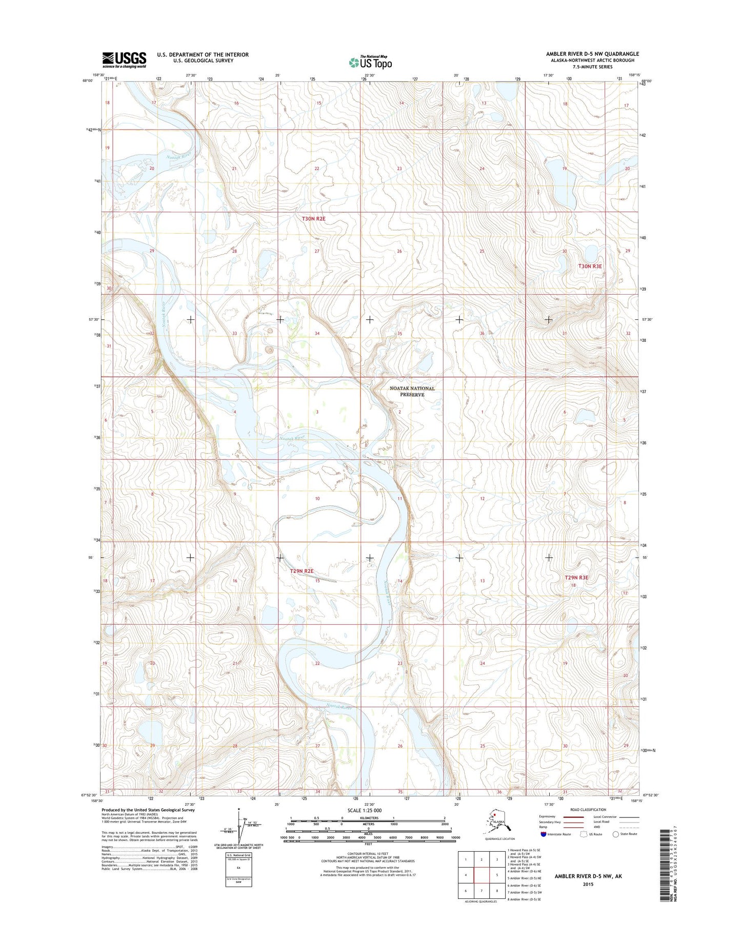 Ambler River D-5 NW Alaska US Topo Map Image