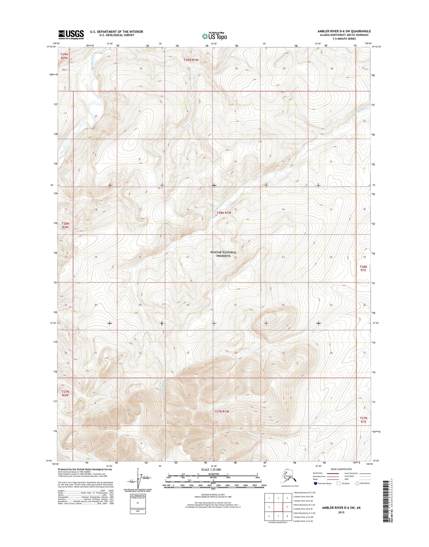 Ambler River D-6 SW Alaska US Topo Map Image