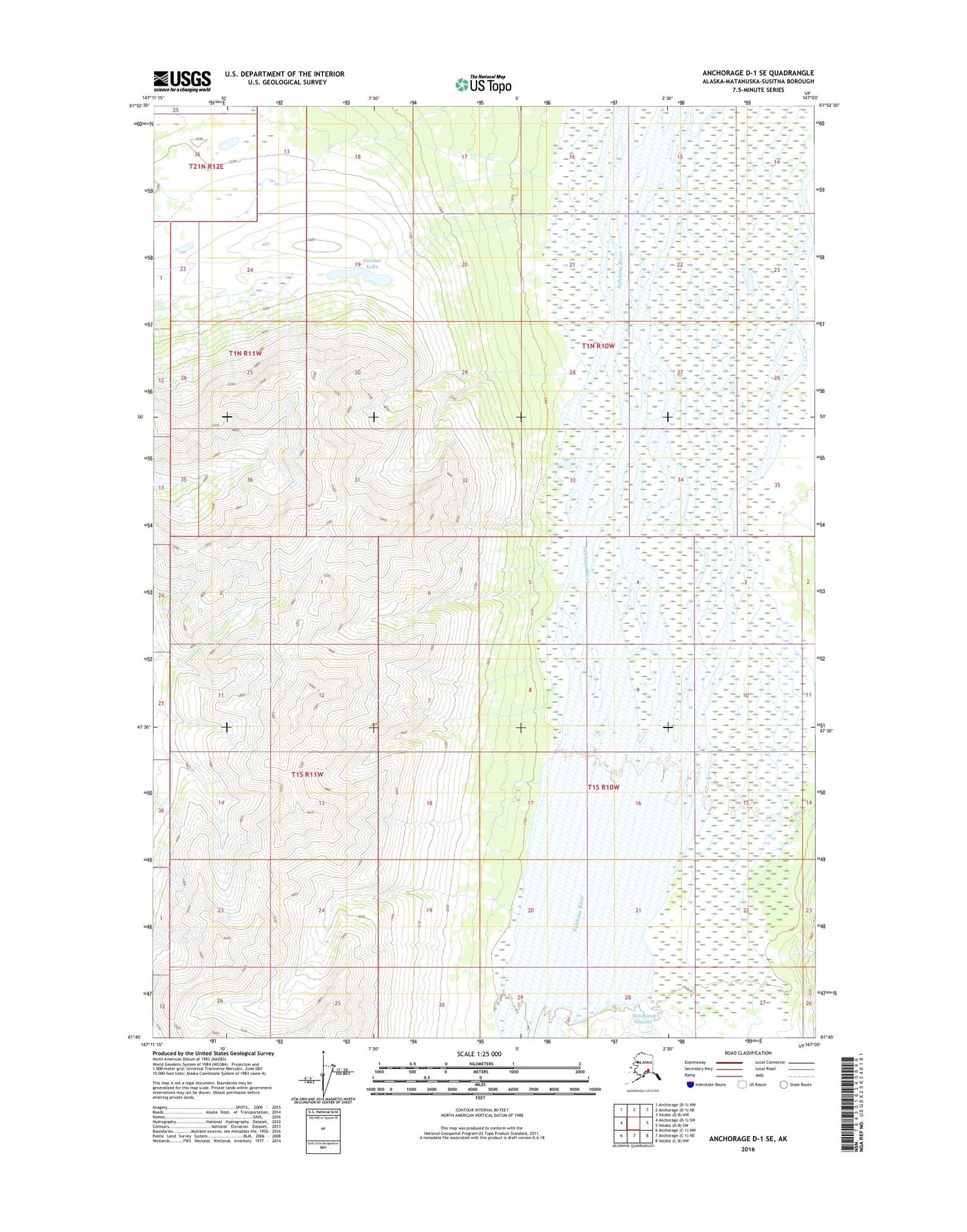 Anchorage D-1 SE Alaska US Topo Map Image
