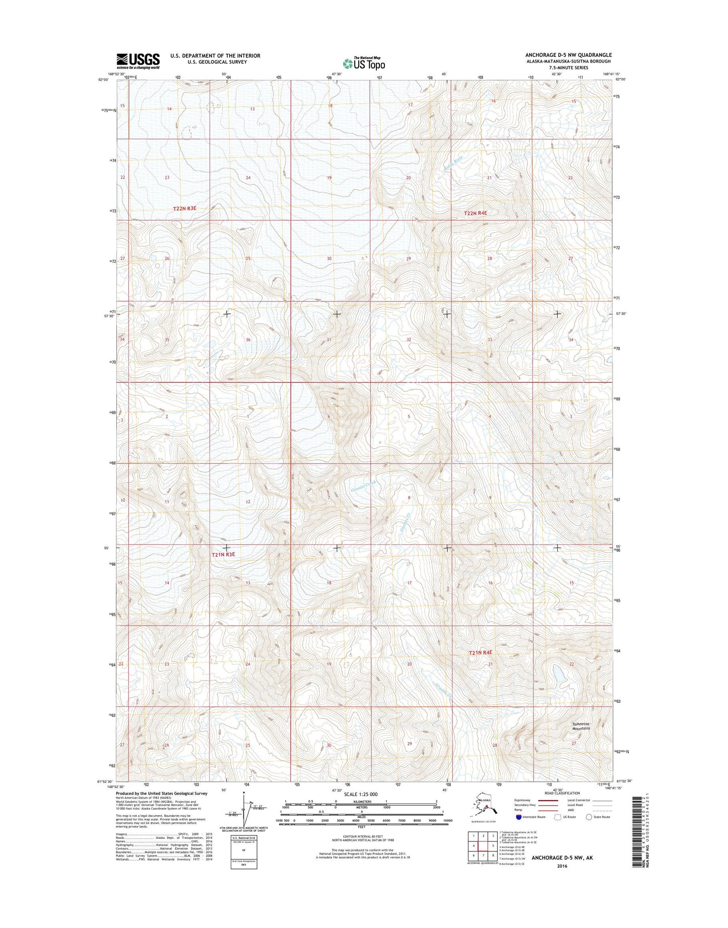 Anchorage D-5 NW Alaska US Topo Map Image